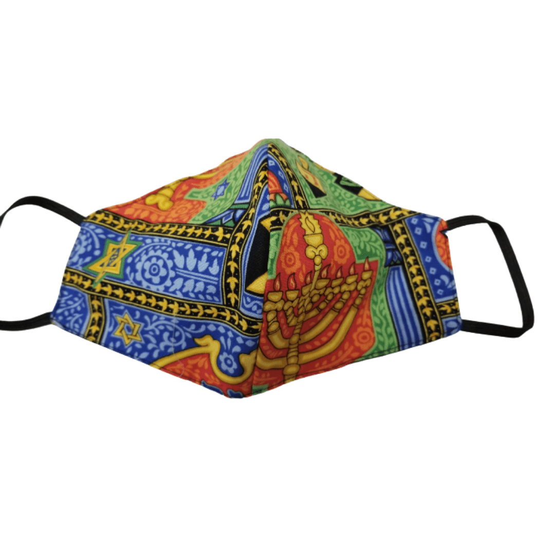 Colorful Menorah Hanukkah Face Mask - 100% Cotton、mySite、topwebapps