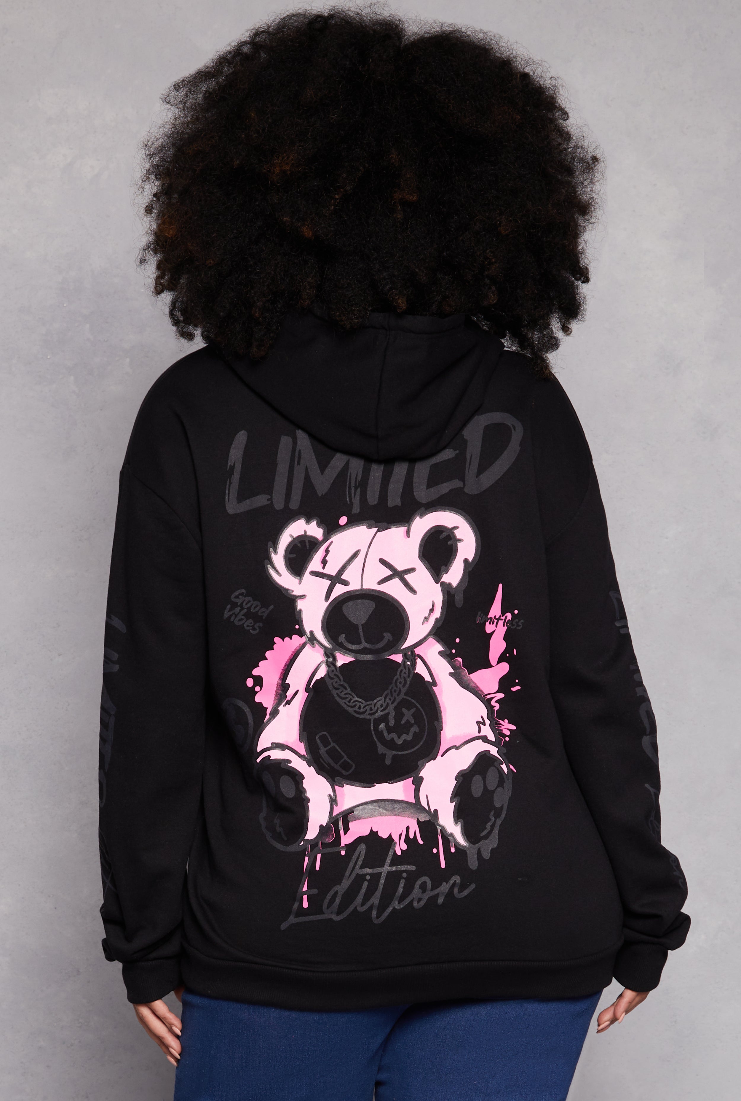 Plus Size Limited Edition Bear Graphic Hoodie、mySite、camillekostekn