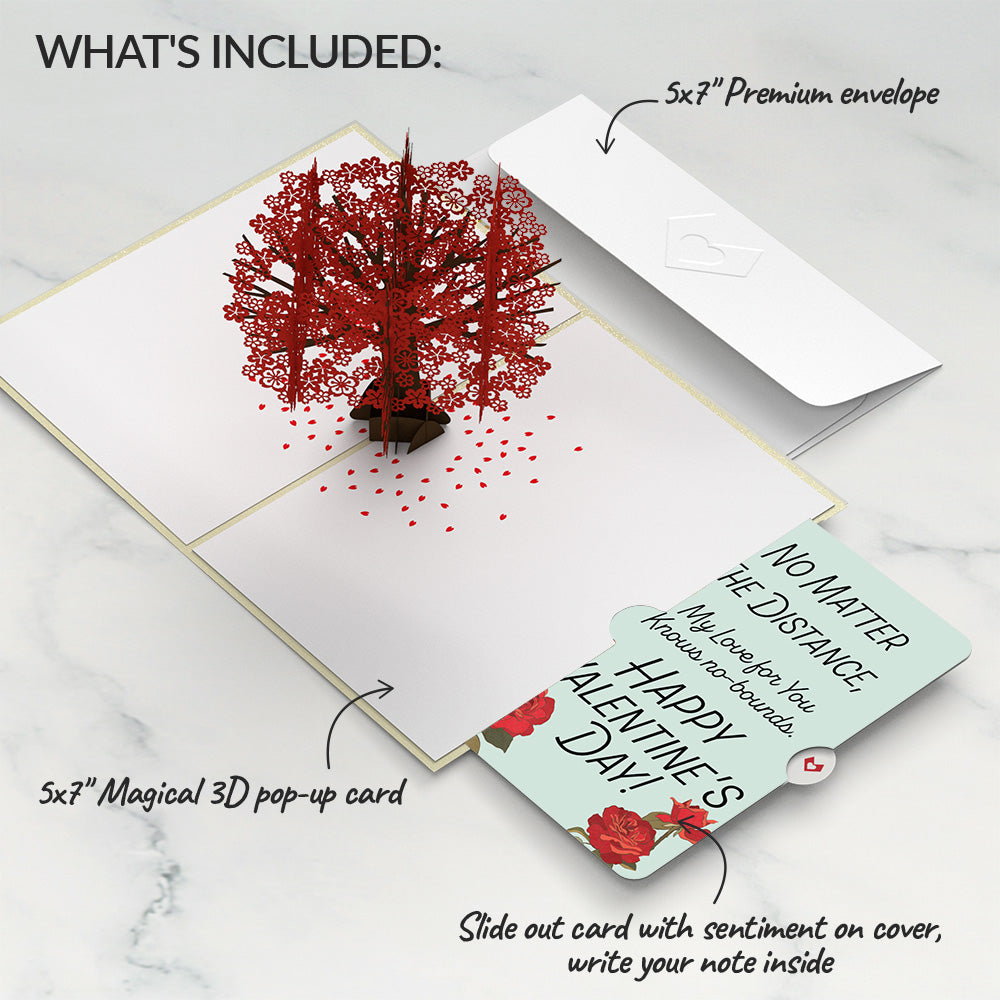 Red Sakura Tree My Love For You Knows No-bounds Valentine Pop-Up Card and Sentiment Set、mySite、solidvoid