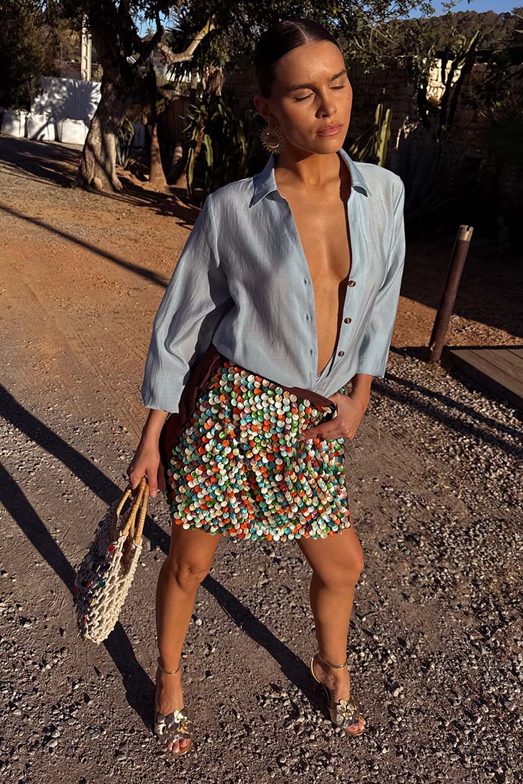 Multi Shell Mini Wrap Skirt、mySite、solidvoid