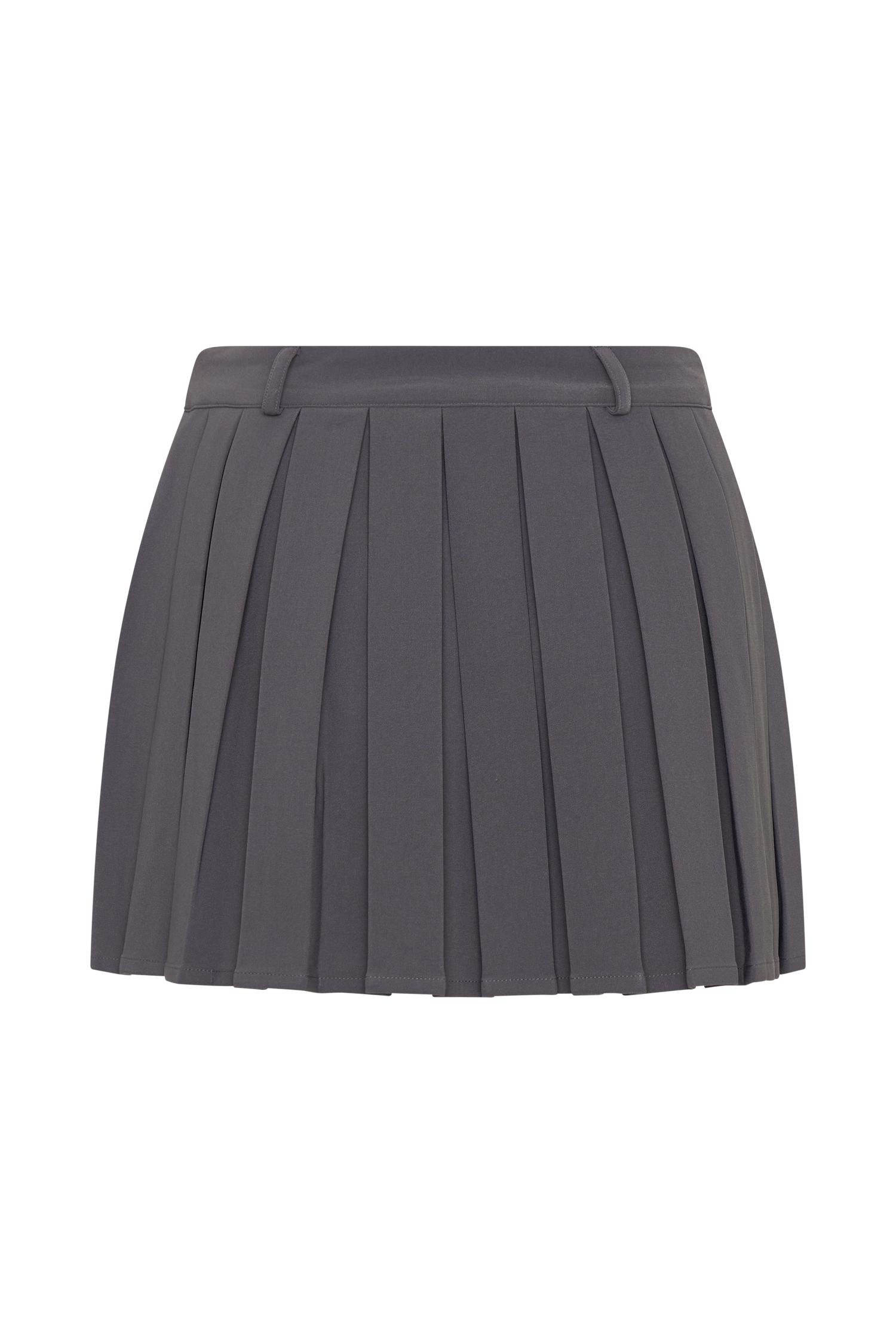 Mura Pleated Mini Skirt - Charcoal、mySite、solidvoid
