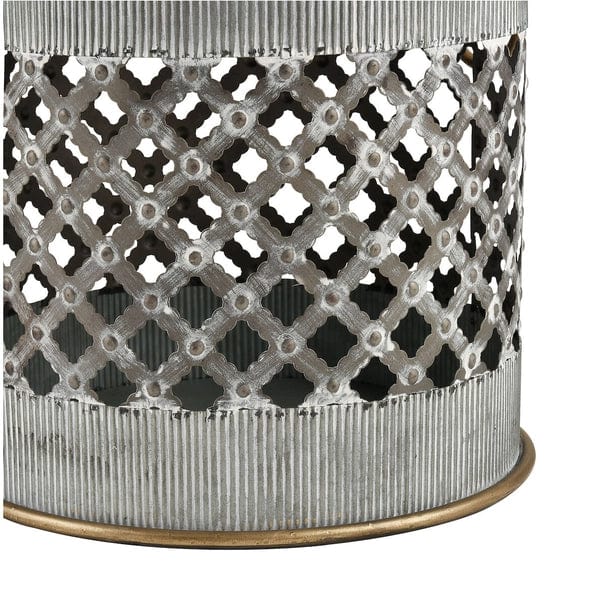 Set of 2 Parla Whitewashed Galvanized Metal & Wood Stools、mySite、g9winljtr