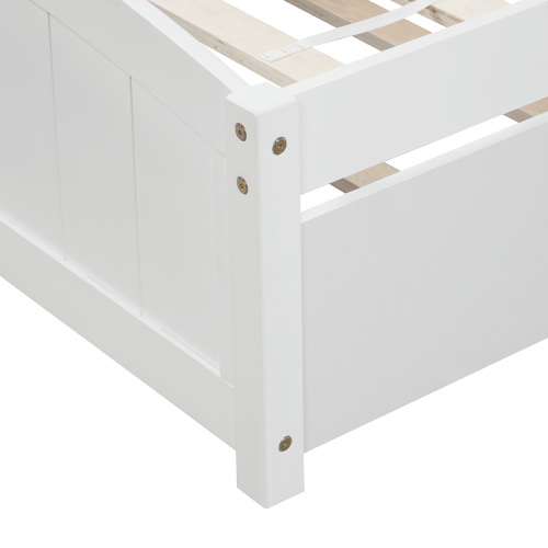 Twin size Platform Bed with Trundle, White、、casual
