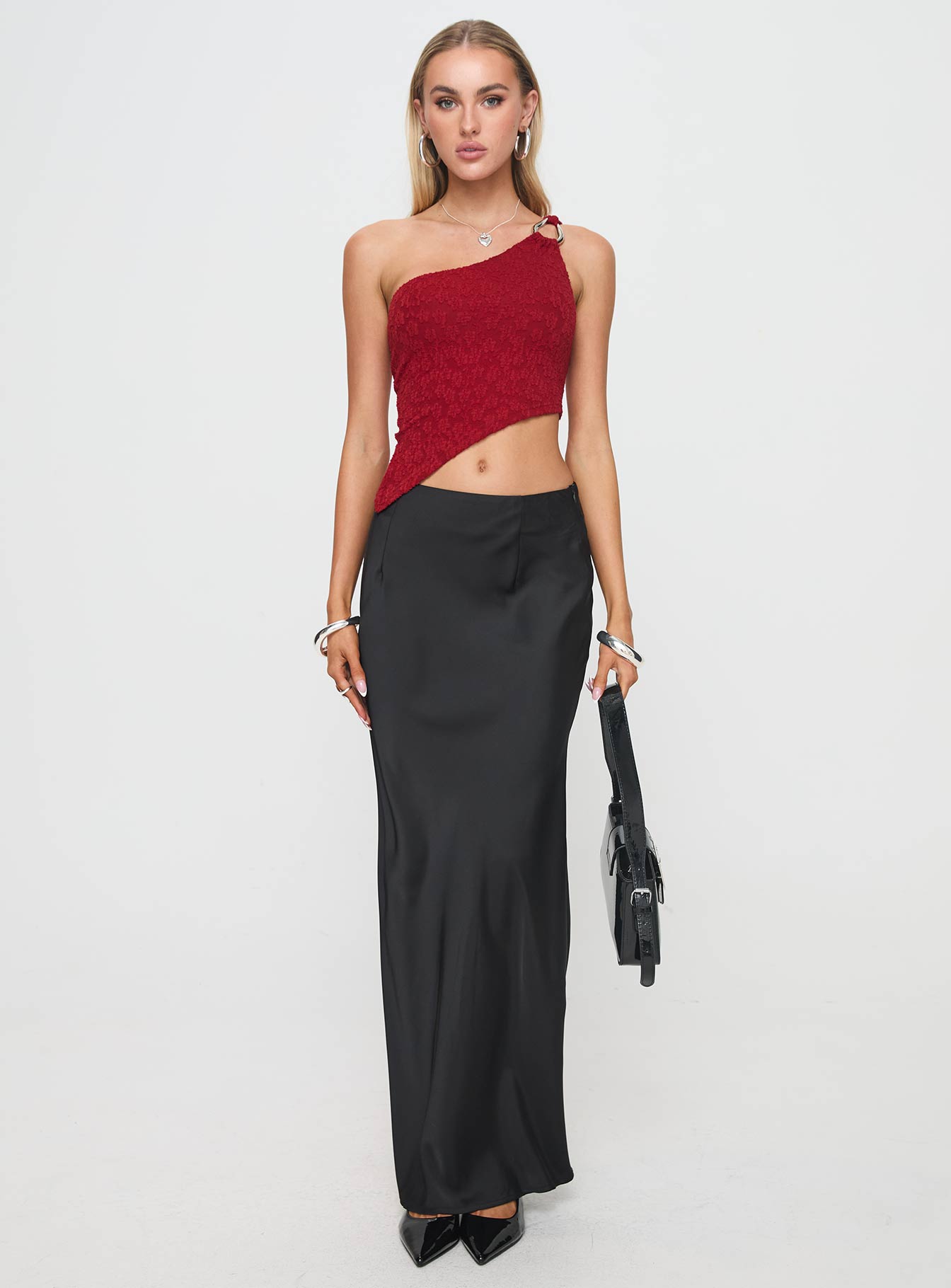 Toomba One Shoulder Top Blurred Lace Red、mySite、solidvoid