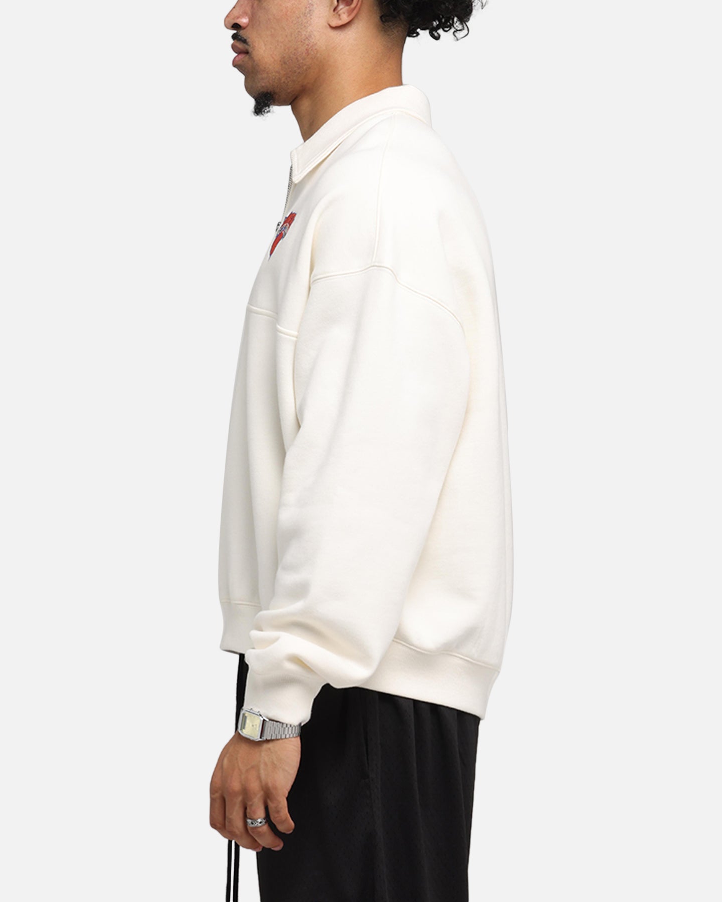 Mitchell & Ness New York Knicks Boxy Quarter Zip Crewneck Egret、mySite、zt4zffjzw