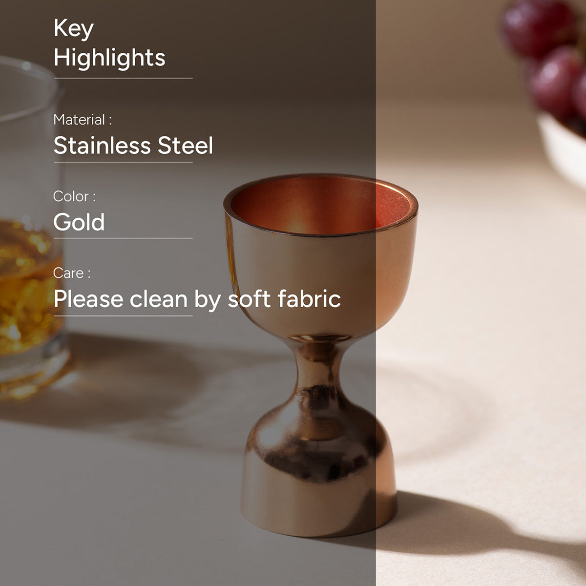 Stainless Steel Peg Measurer | Dual Sided | Gold | 25 & 50 ml、mySite、camillekostekn