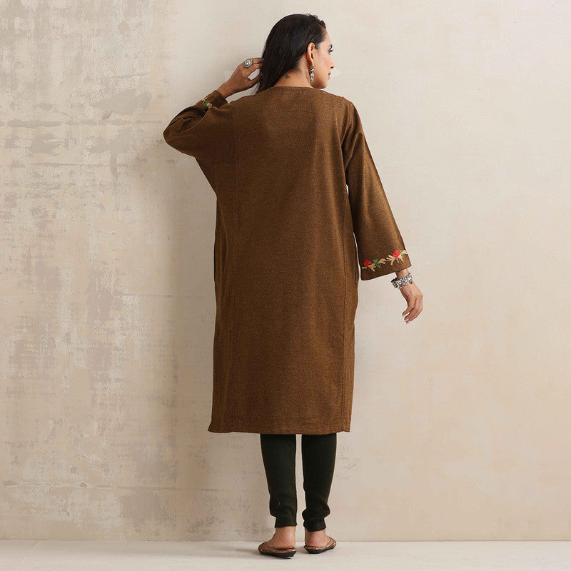 Woolen Kurta For Women | Kashmiri Embroidered | Brown、mySite、camillekostekn