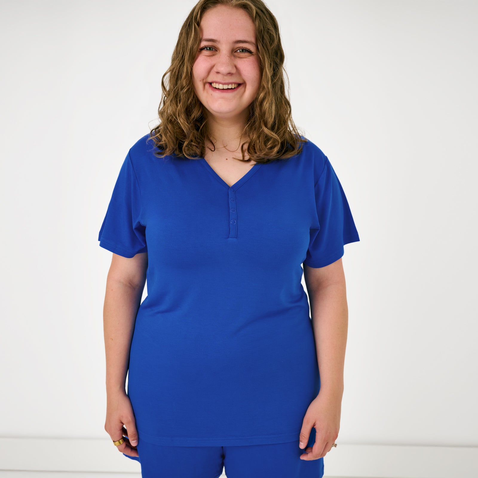 Electric Blue Women's Short Sleeve Pajama Top、mySite、g9winljtr