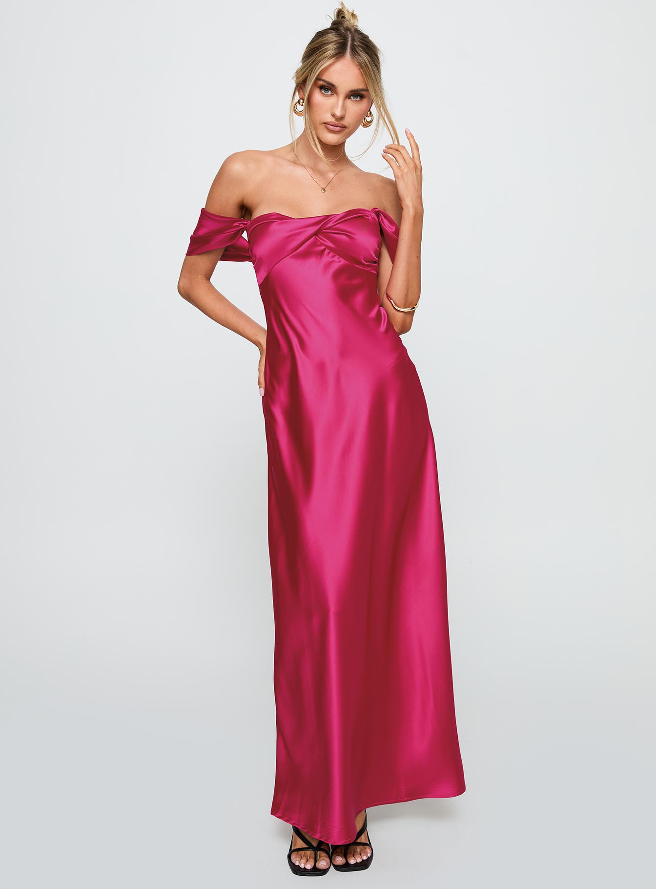 Live For You Off The Shoulder Maxi Dress Hot Pink、mySite、solidvoid