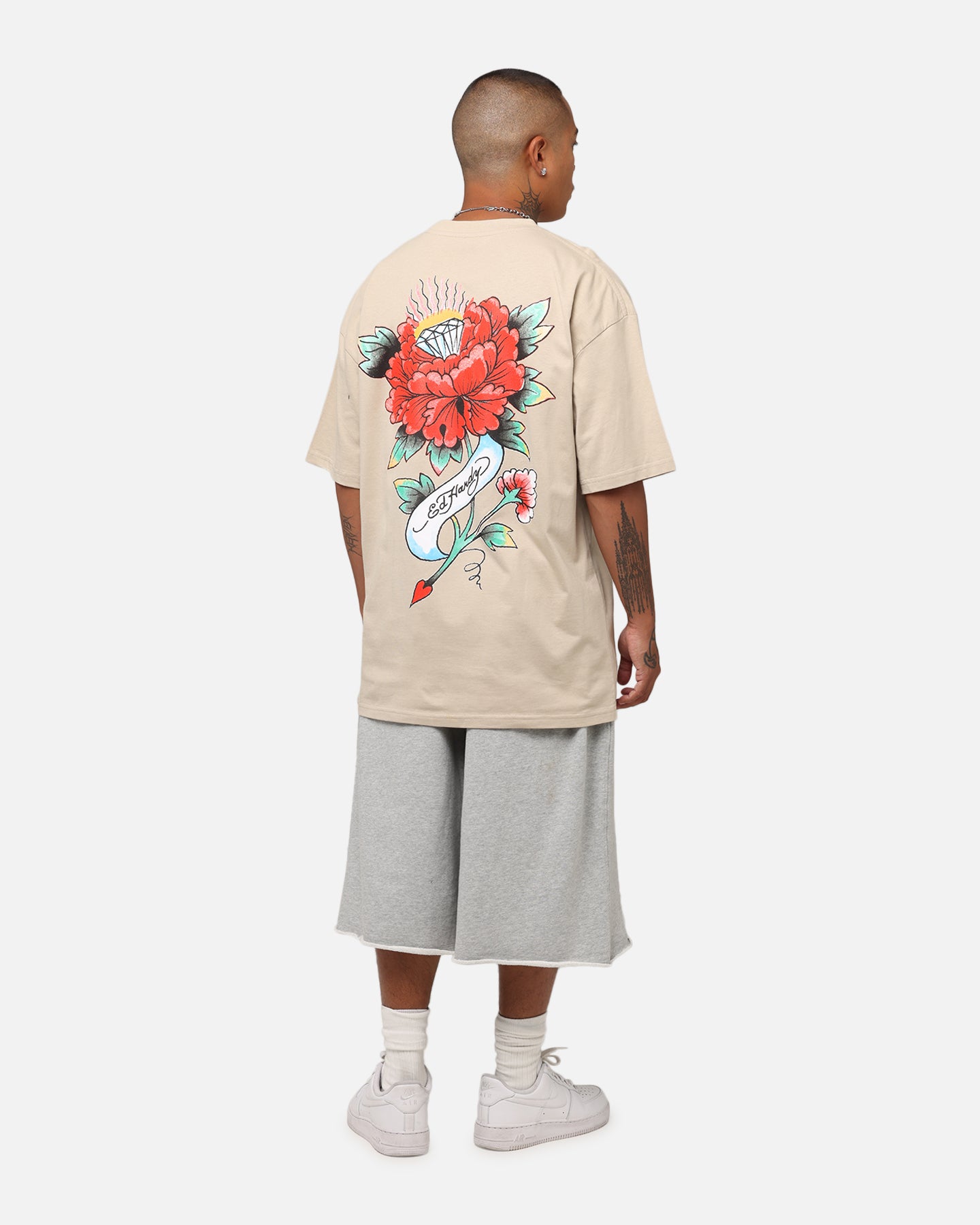 Ed Hardy Flourish Script T-Shirt Stone、mySite、zt4zffjzw