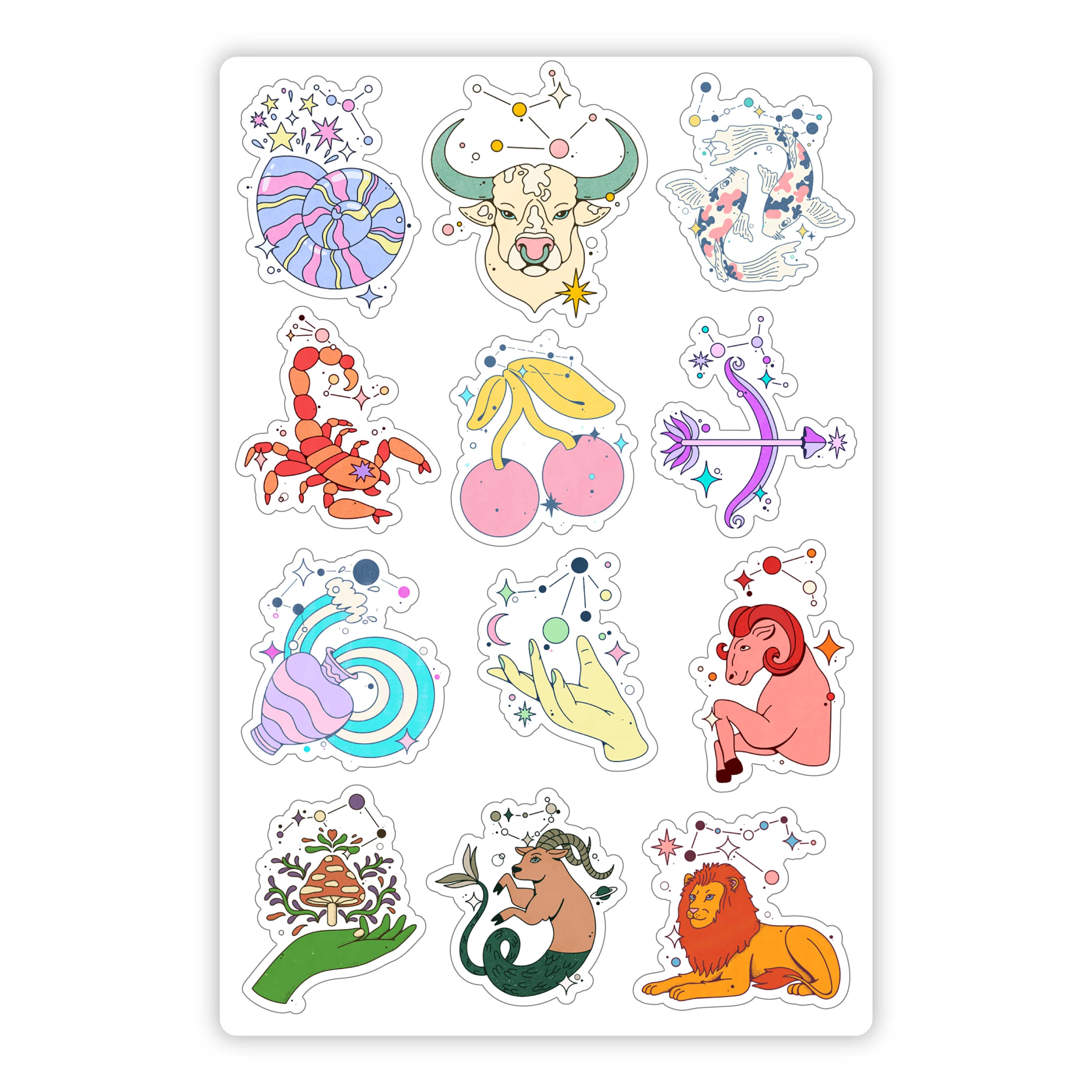  Zodiac Sign Symbol Mini Sticker Sheet、mySite、elrpsem3k