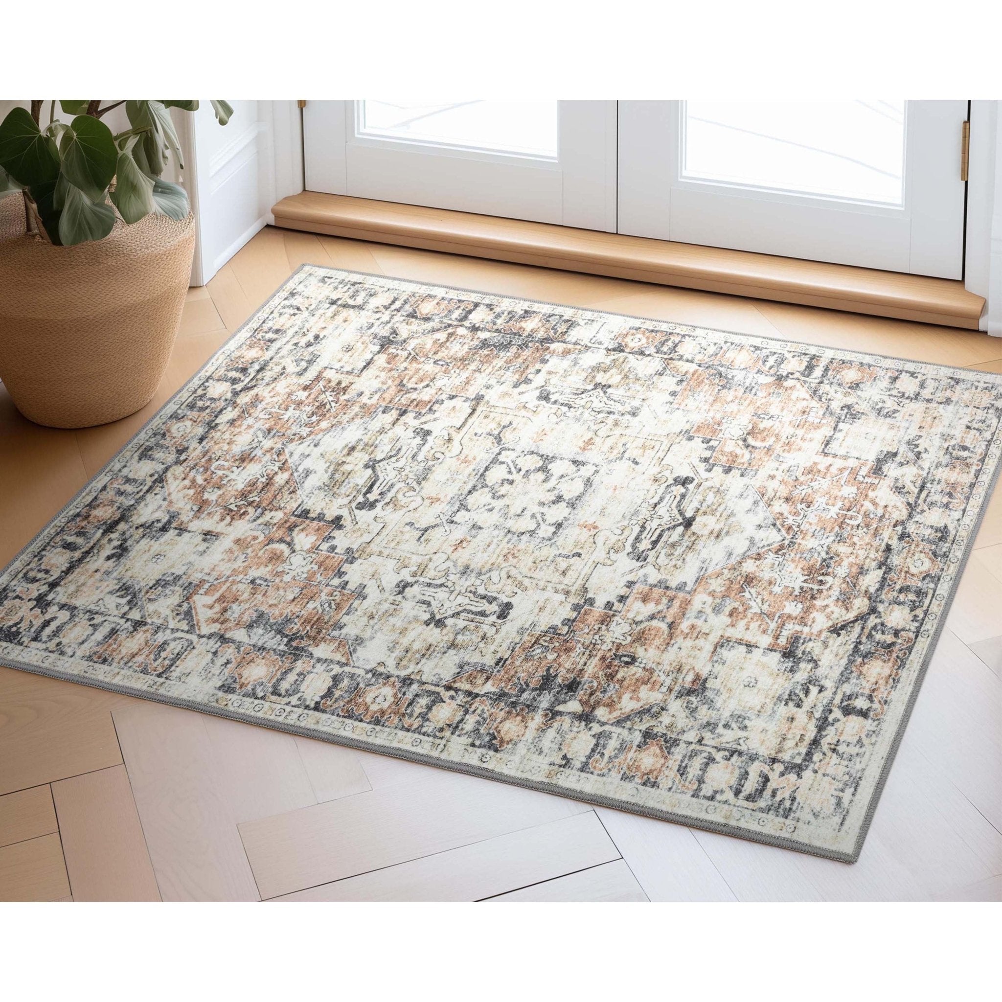 Elle Basics Rendezvous Vintage Medallion Easy-Clean Washable Non-Slip Rug by Well Woven、mySite、gigharbornorthrealestate