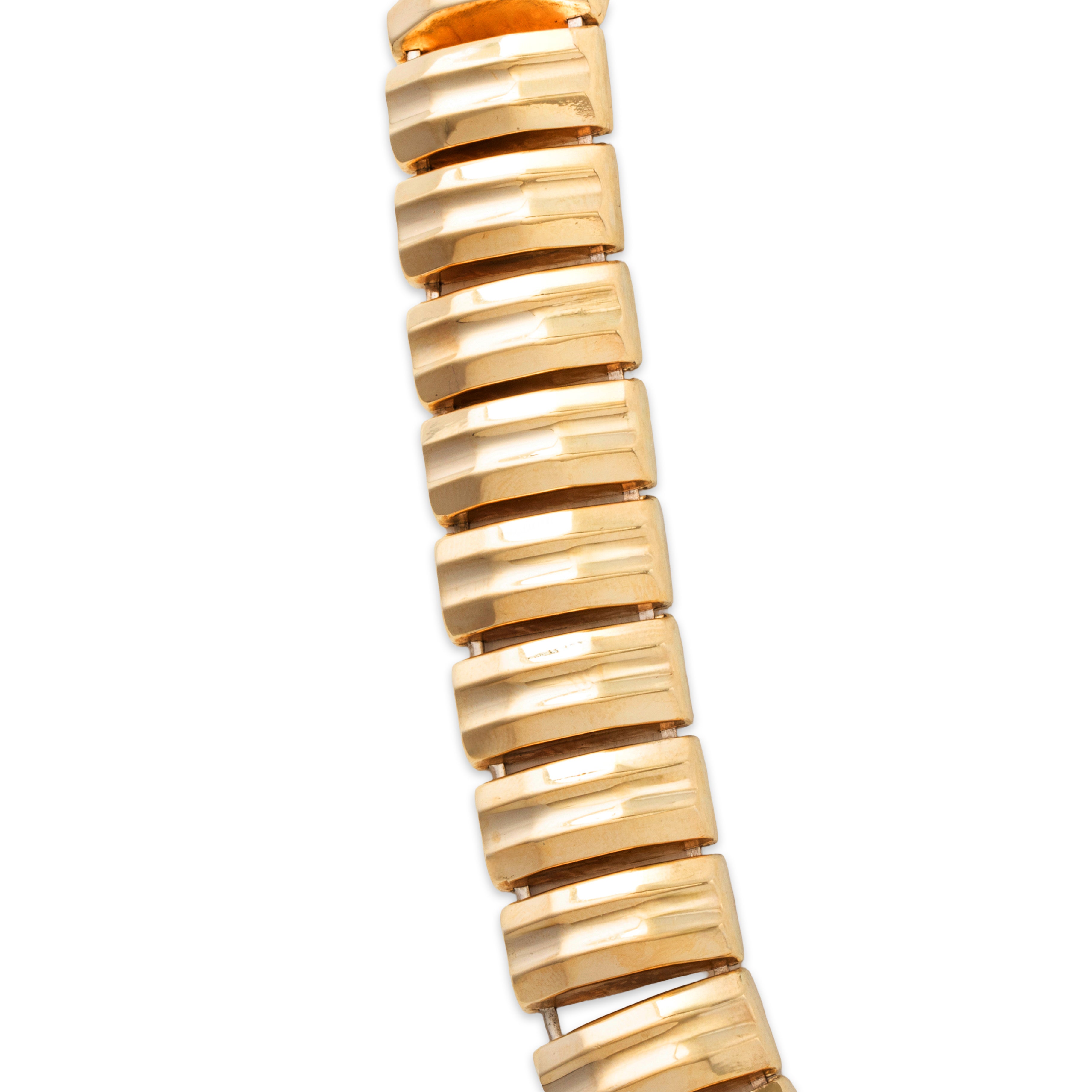 Vintage Italian 14k Yellow Gold Modernist Bold Statement Necklace 16、mySite、hinf8tx79