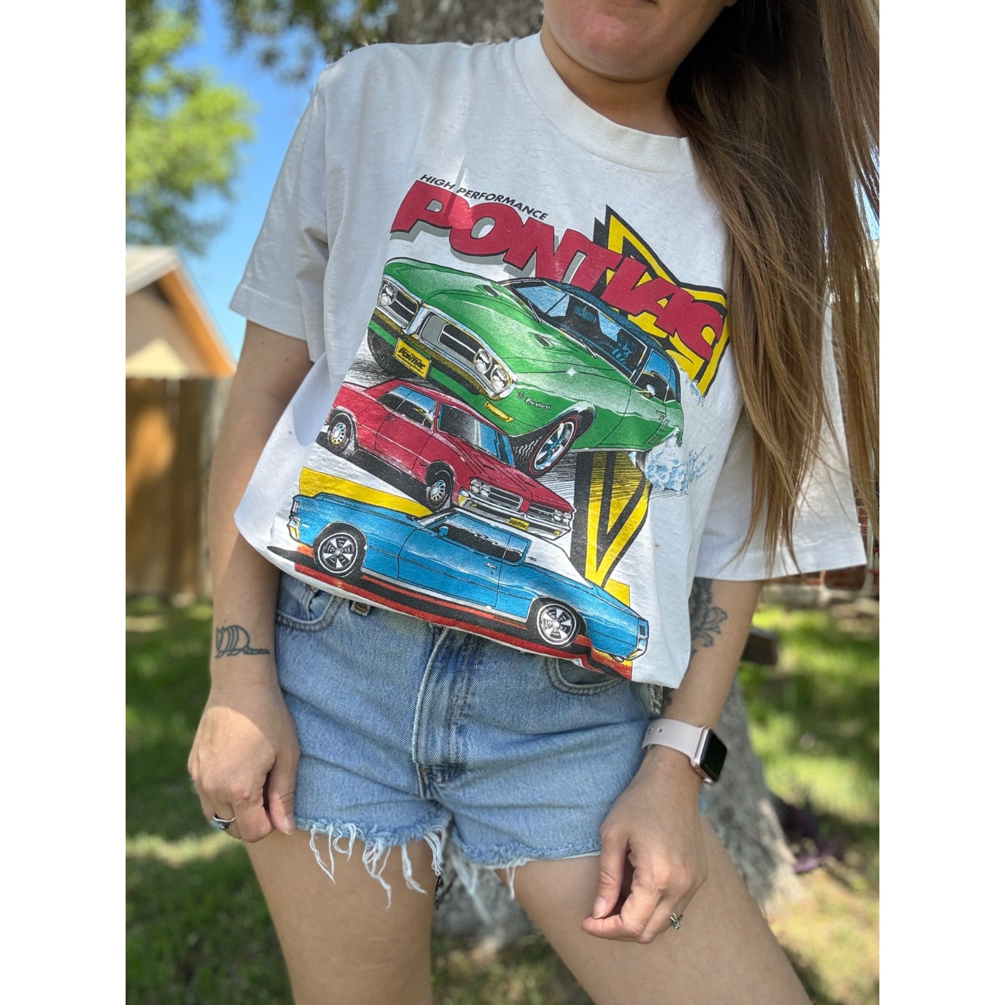 90's High Performance Pontiac Racing Car Tee Single Stitch T-Shirt XL、mySite、garagedoors4me