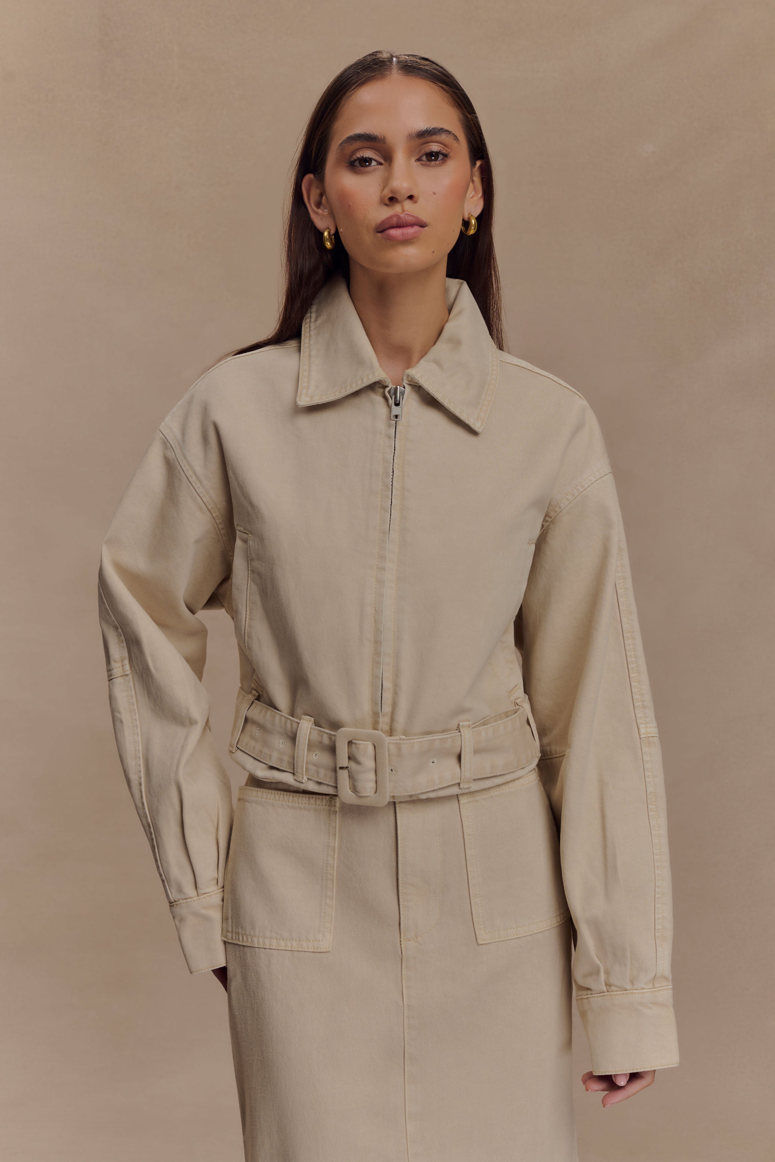 Fallon Cropped Denim Jacket - Stone Wash、mySite、solidvoid