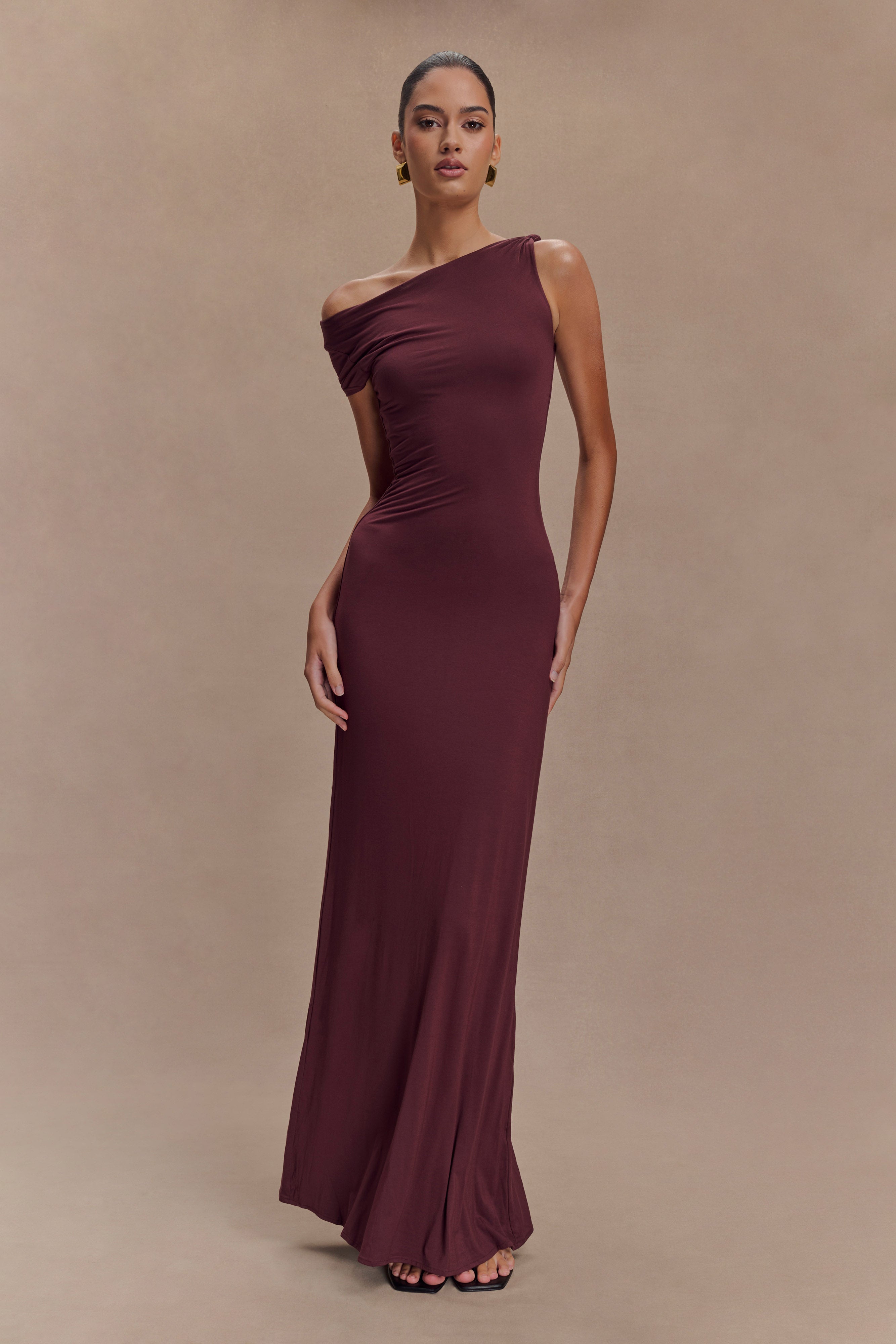 Tamsin Short Sleeve Modal Maxi Dress - Mahogany、mySite、solidvoid