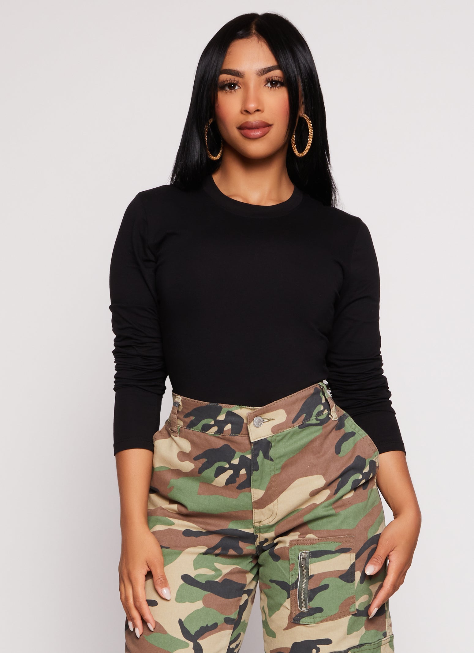 Basic Crew Neck Long Sleeve T Shirt、mySite、camillekostekn