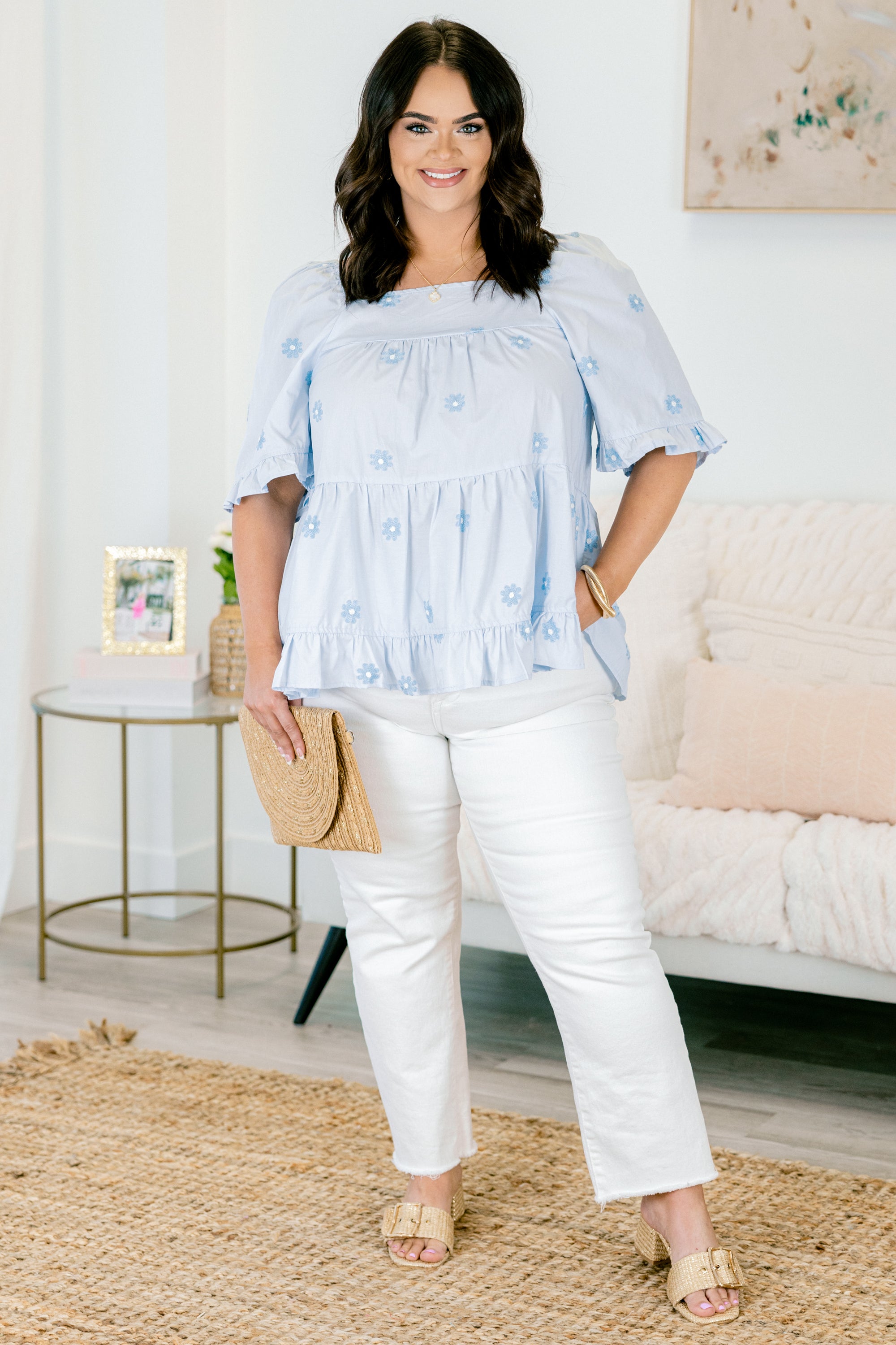  Grateful To Be Here Top, Light Blue、mySite、justintrudeaud