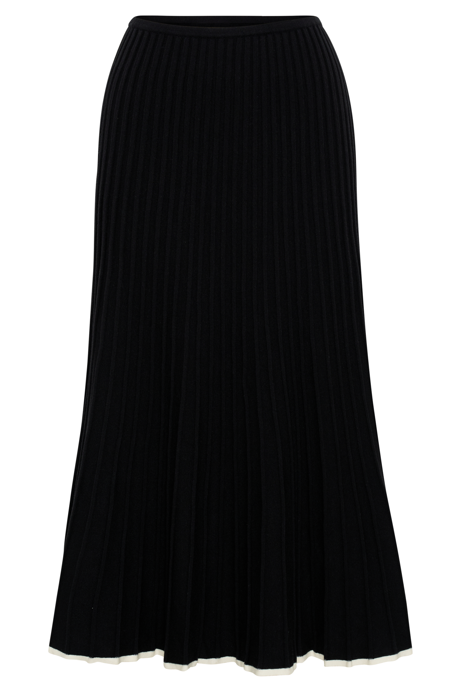 Jolene Contrast Rib Knit Midi Skirt - Black、mySite、solidvoid