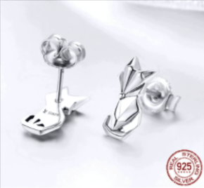 Fox Stud Sterling Silver Earrings、mySite、g9winljtr