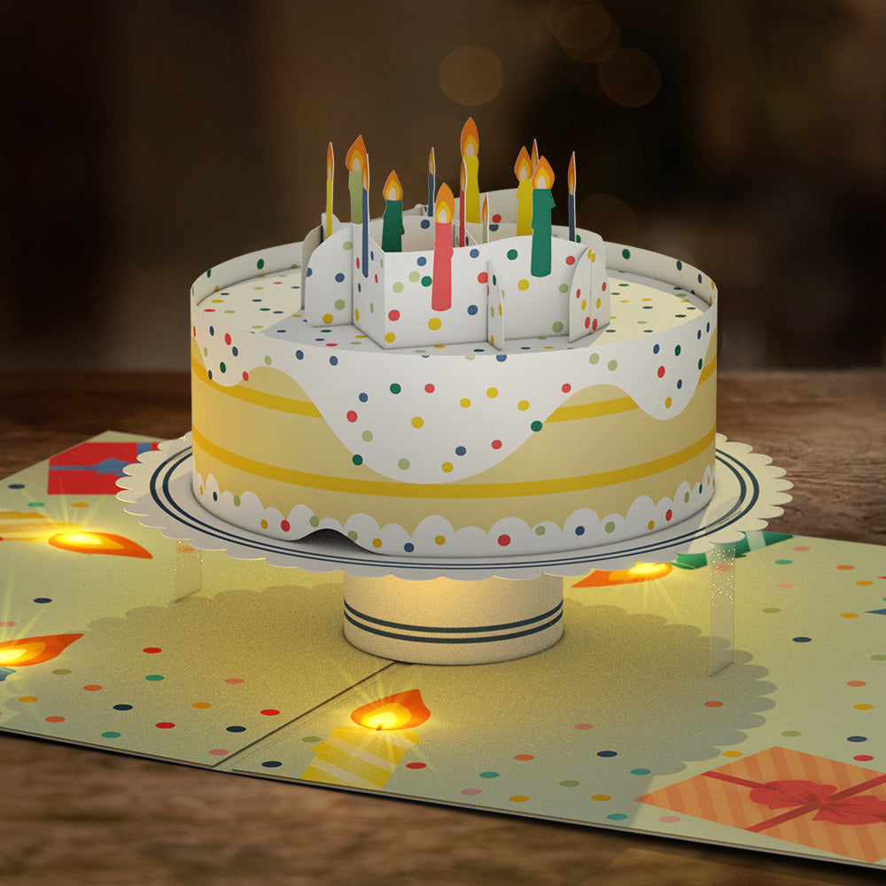 Happy Birthday Confetti Cake Music and Lights Pop-Up Card、mySite、solidvoid