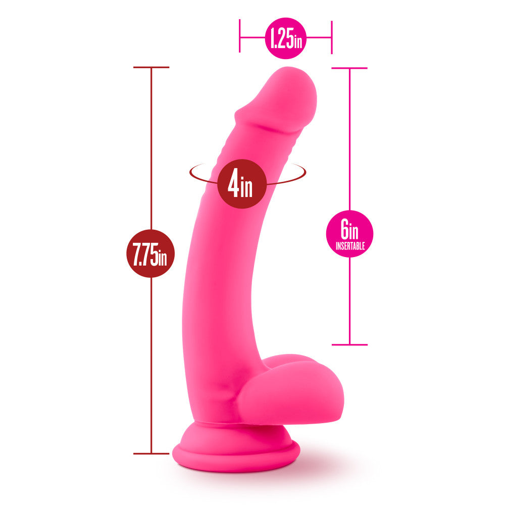 Ruse By Blush® | D Thang Realistic G-Spot Hot Pink 7.75-Inch Long Dildo With Balls & Suction Cup Base、mySite、bottomscart