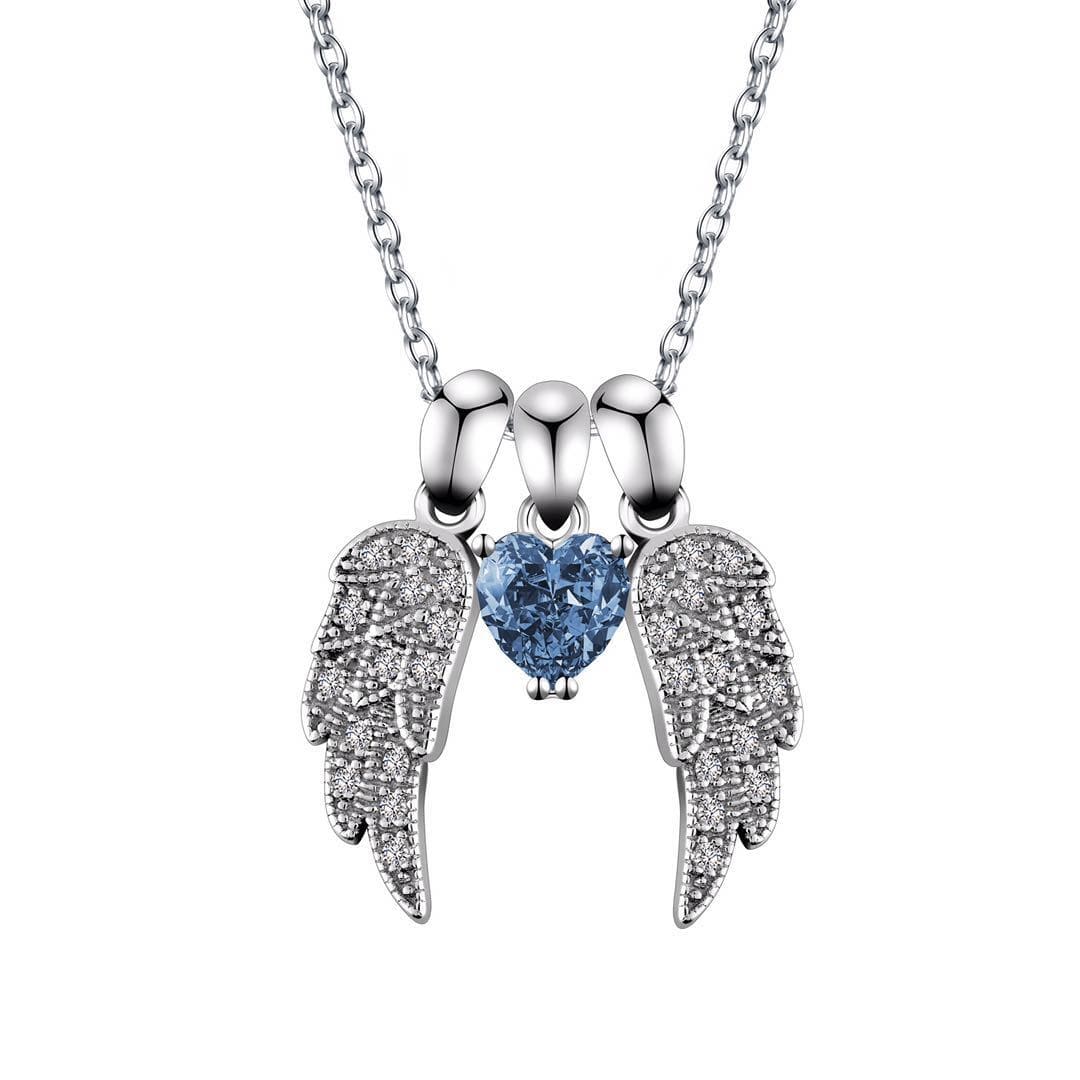 Angel's Wings and Heart Necklace Sterling Silver Guardian Angel、mySite、g9winljtr