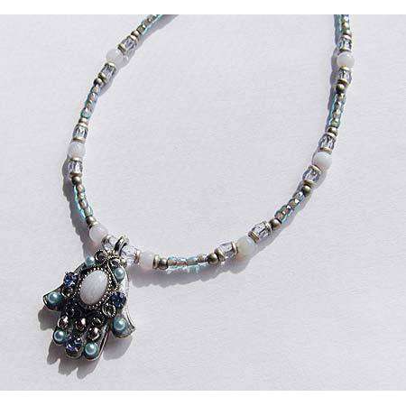 Michal Golan Blue Lace and Agate Hamsa Necklace、mySite、topwebapps