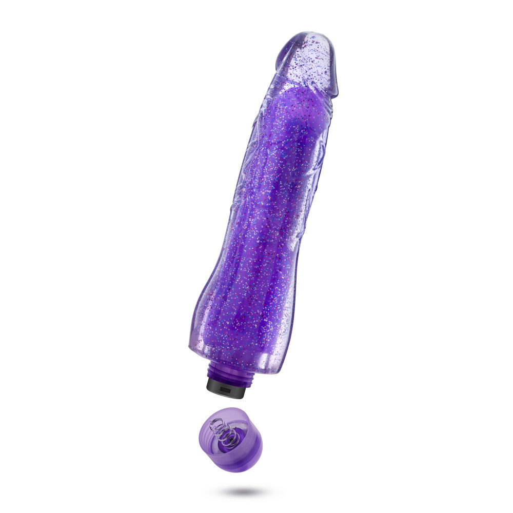 Glow Dicks By Blush® | Molly Glitter Realistic Purple 8-Inch Long Vibrating Dildo、mySite、bottomscart