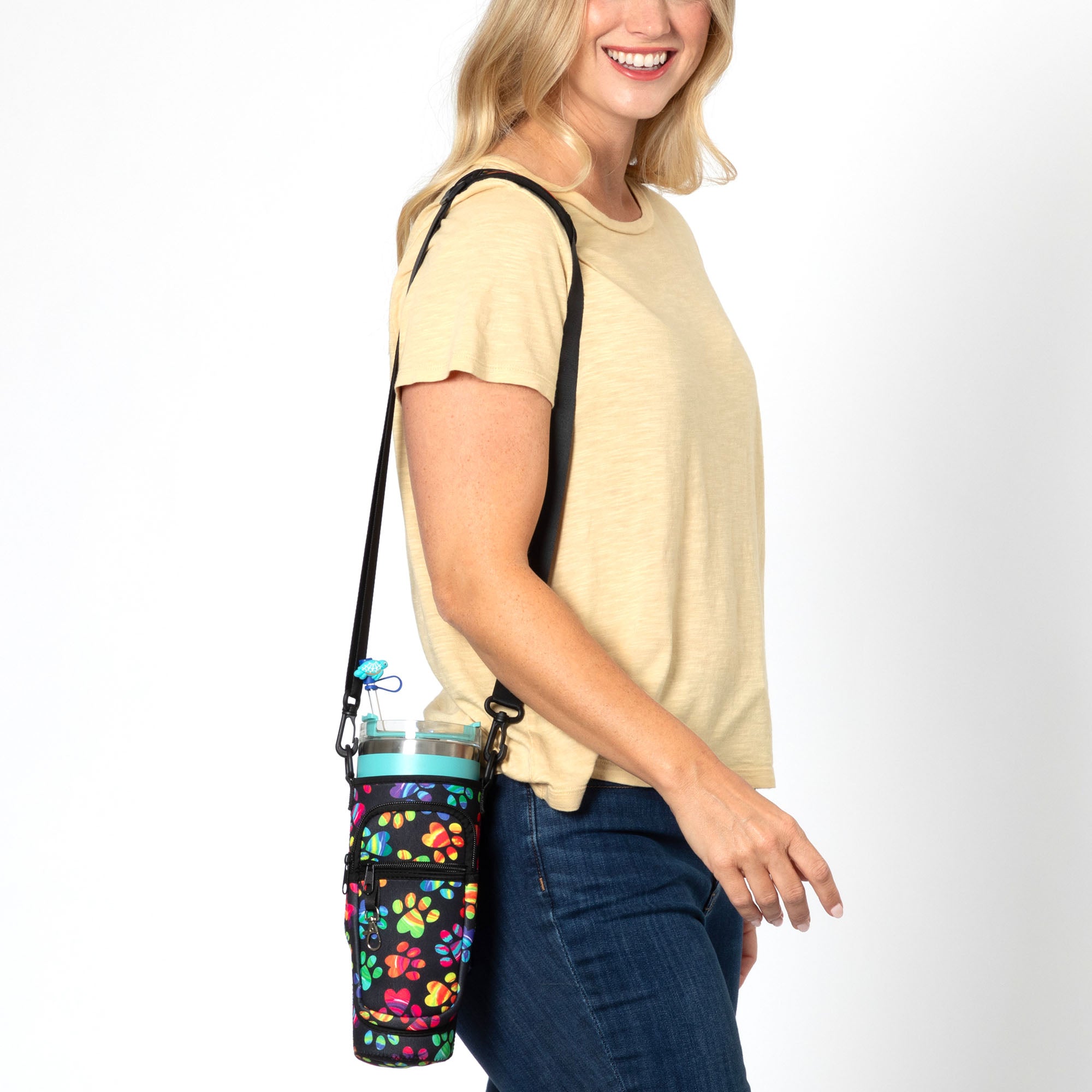 Paw Print Tumbler Carrier with Zippered Pockets - 40oz、mySite、camillekostekn
