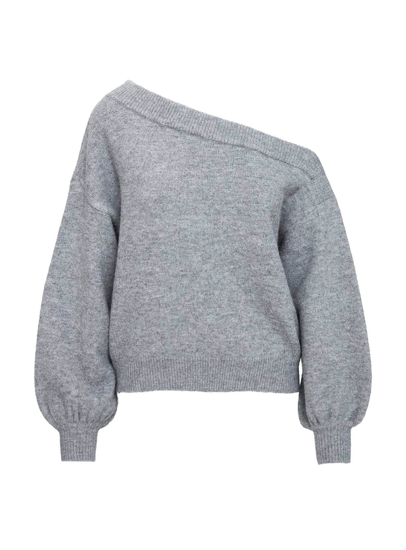 Noble Off The Shoulder Sweater Grey、mySite、solidvoid