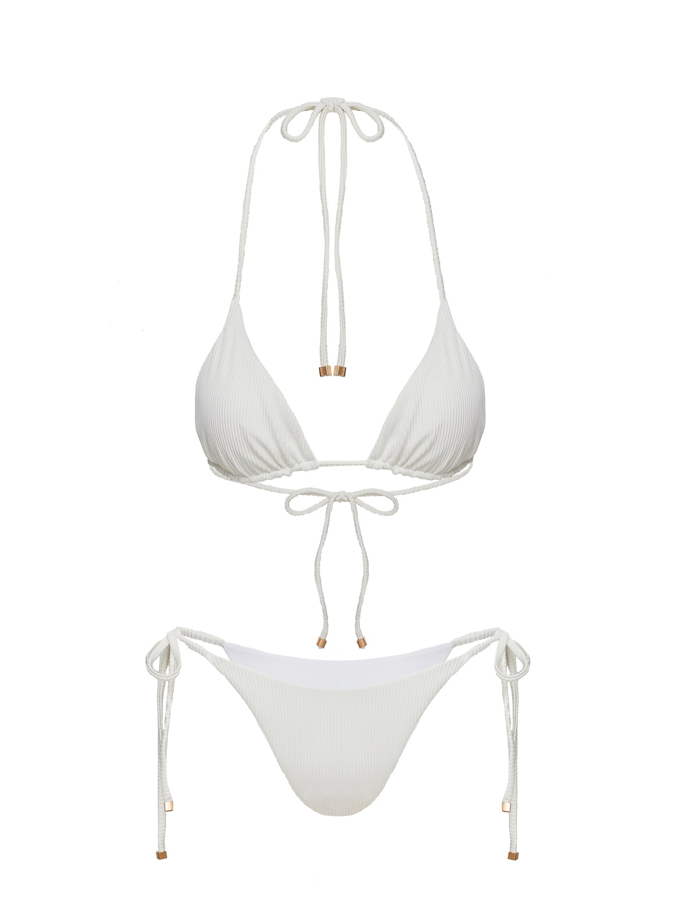 Glora Tie Side Ribbed Bikini Bottom White、mySite、solidvoid