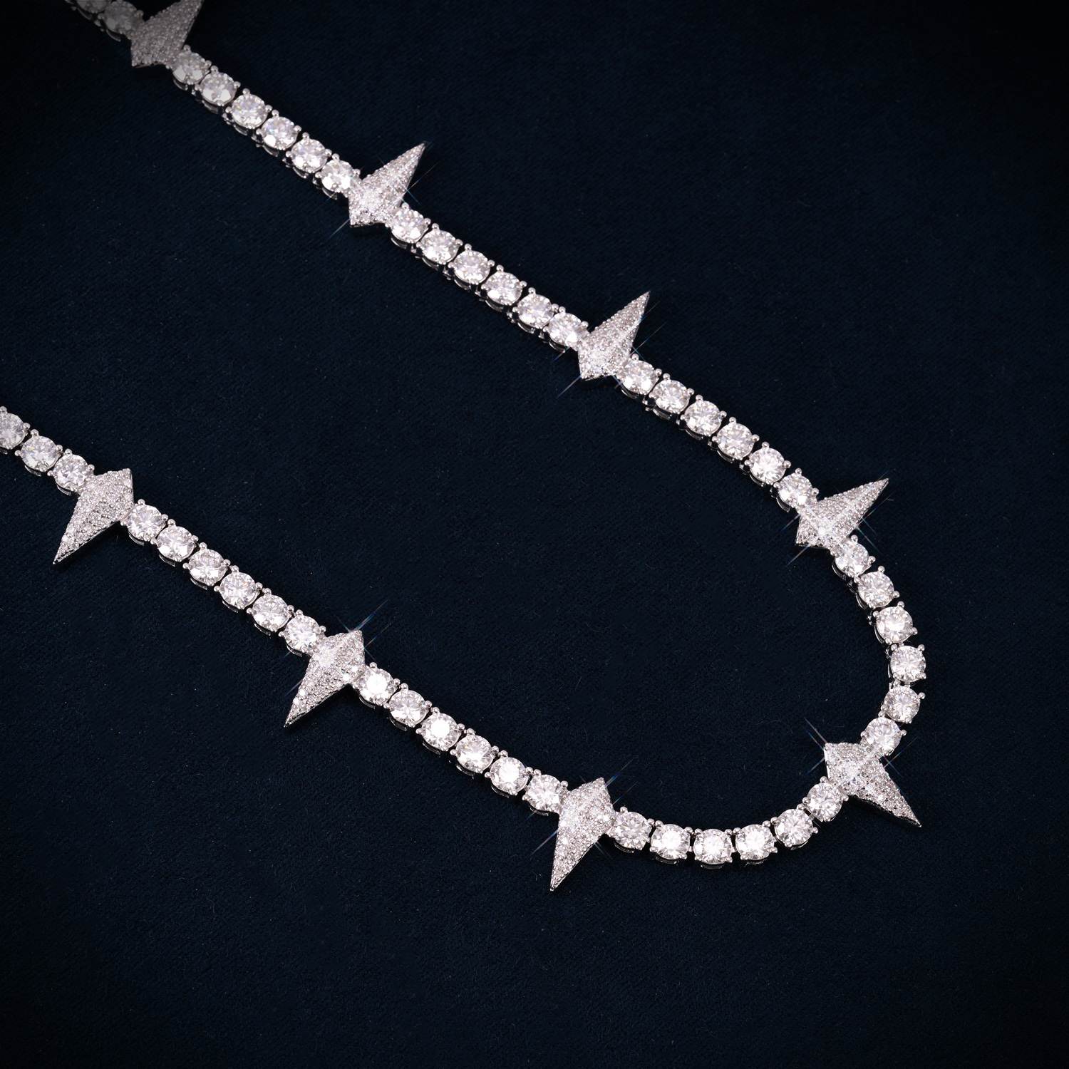 4MM Moissanite Spiked Tennis Chain 14K Gold、mySite、hinf8tx79