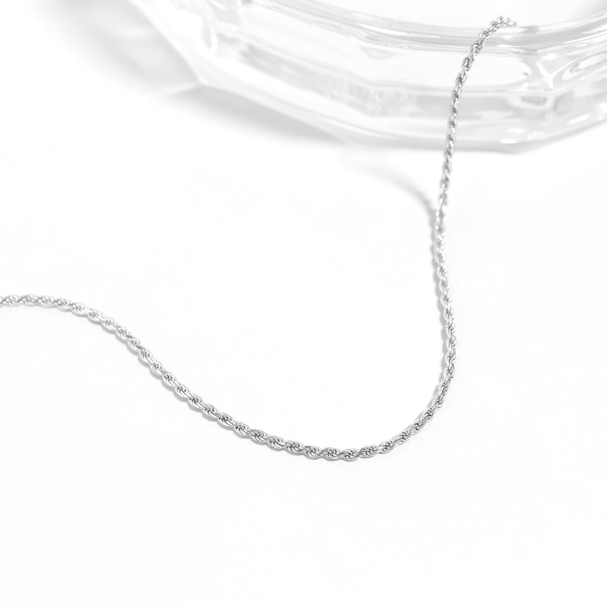 Sterling Silver Platinum Plated Diamond Cut Rope Chain / SSC0003、mySite、dreamappss