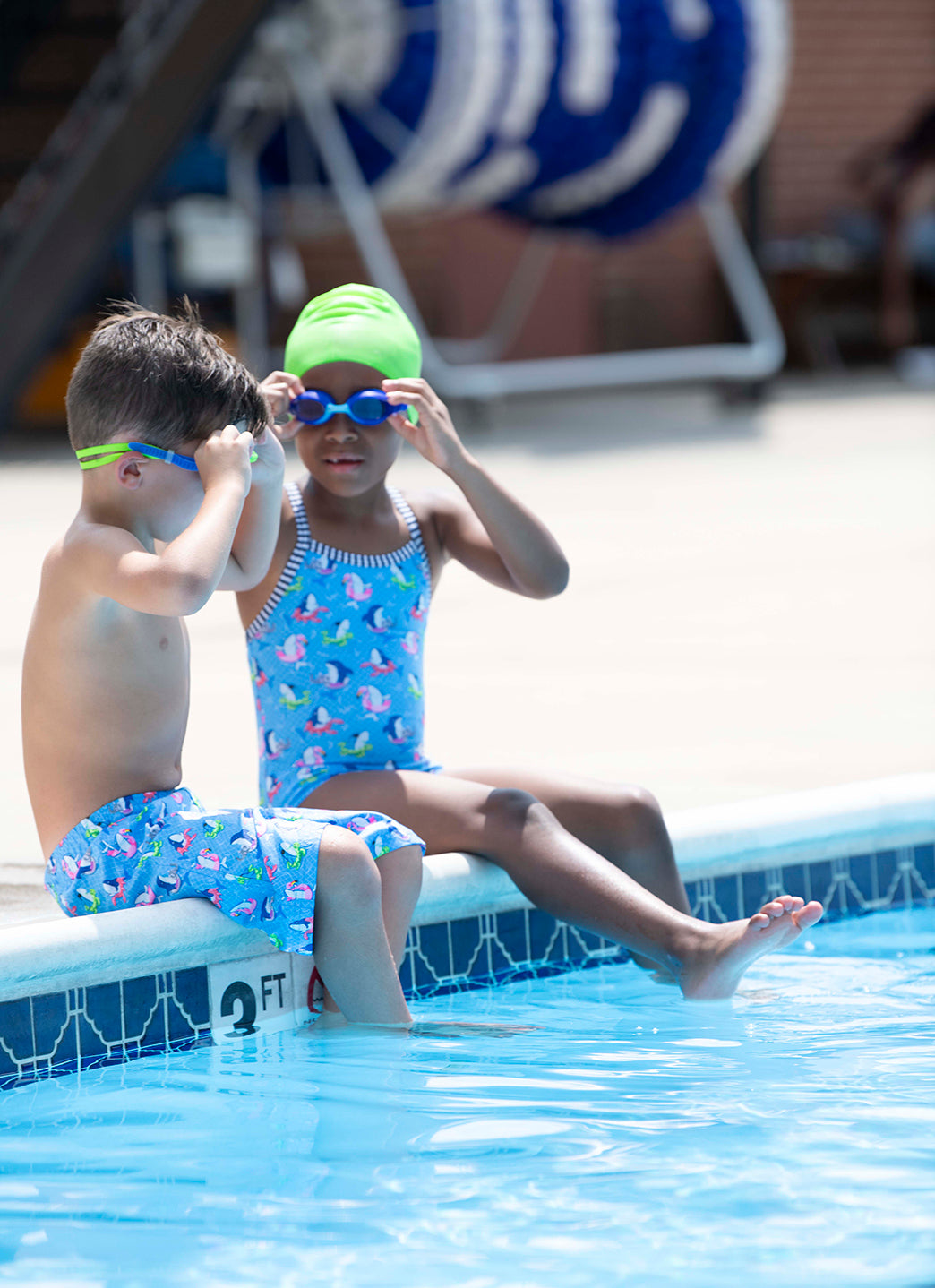 Dolfin Girls' Fin Floats Print One Piece Swimsuit (Toddler, Little Kid)、mySite、noshort