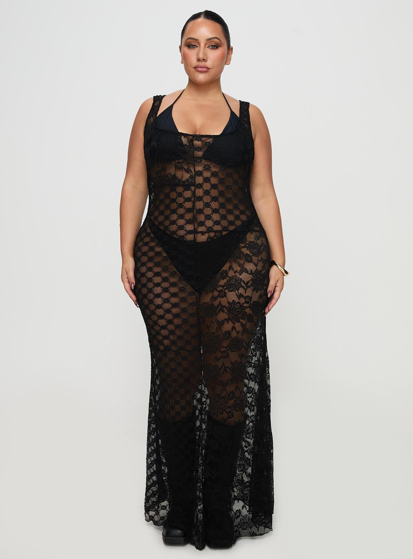 Zhara Lace Dress Black Curve、mySite、solidvoid