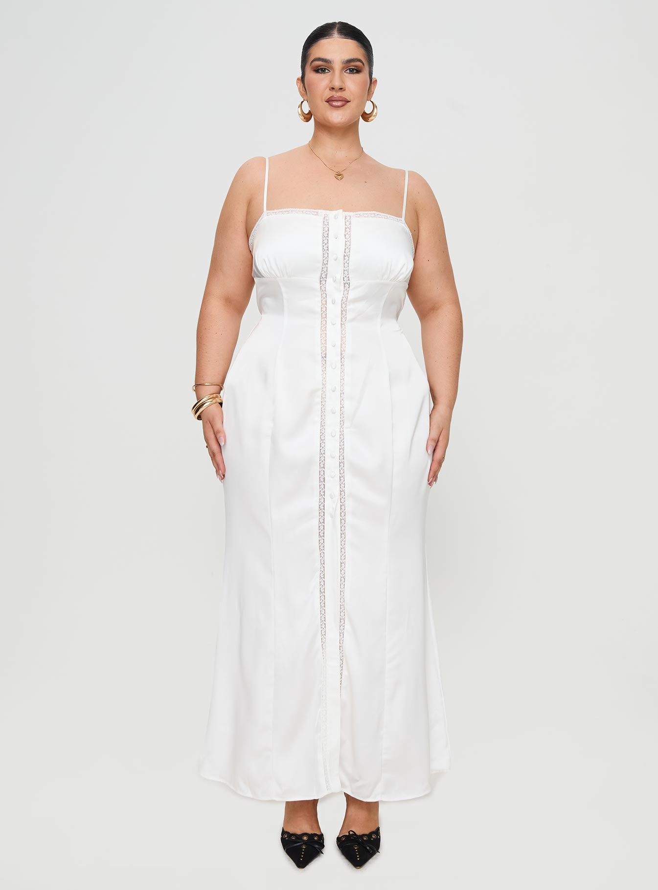 Ematie Maxi Dress White Curve、mySite、solidvoid