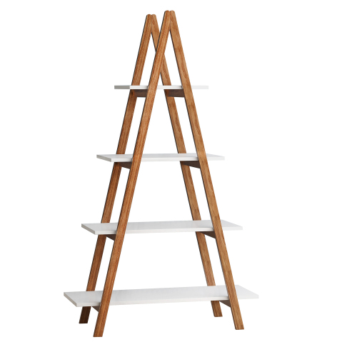Solid bamboo wood oxford "A" frame ladder display bookshelf、、casual