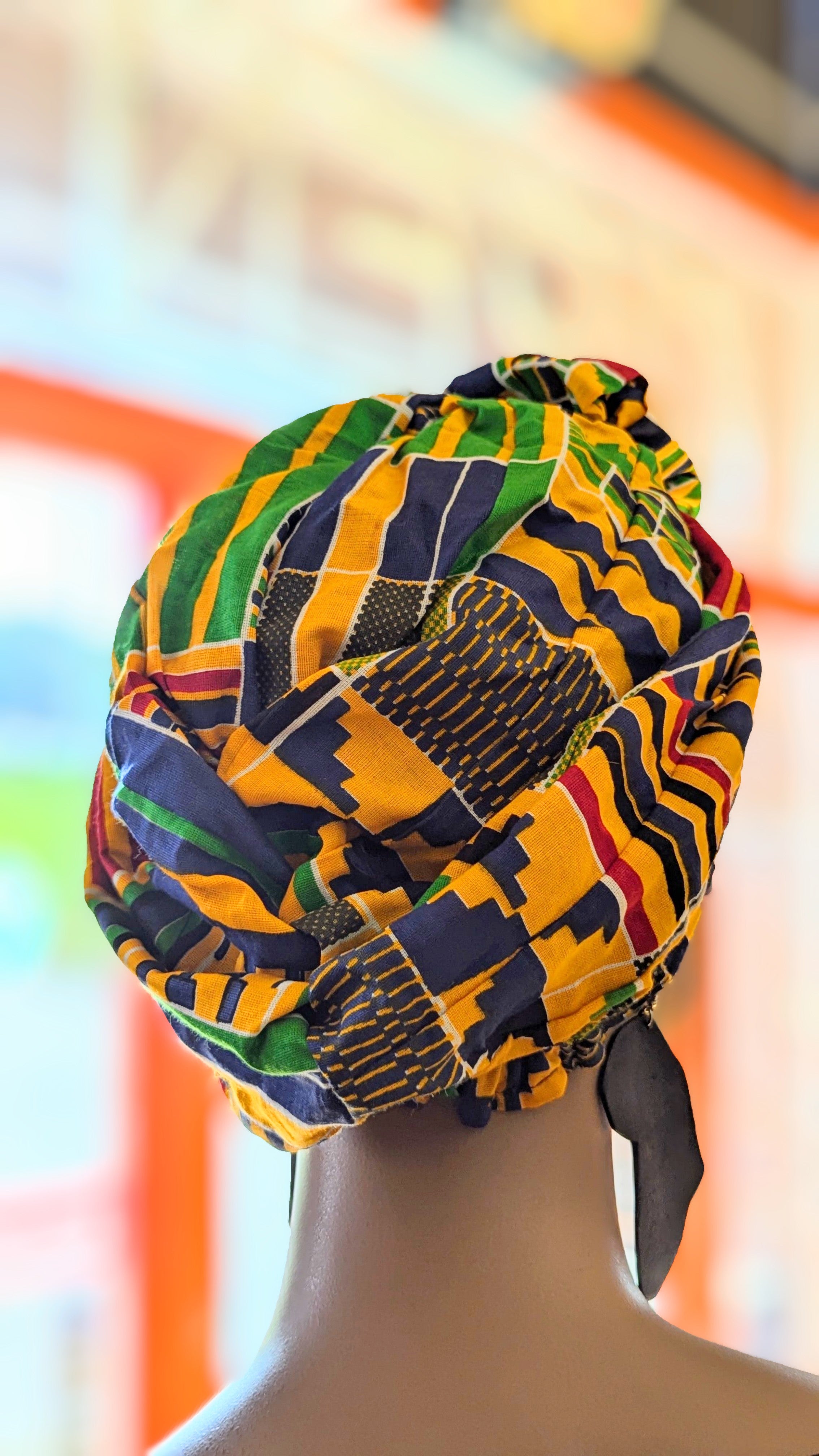Dupsie's Safiya Kente African Print Pre-Tied Head Wrap DP4075PT7、mySite、solidvoid