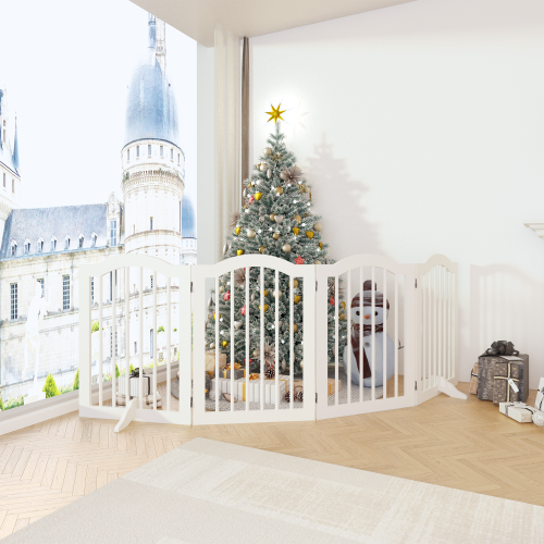 29.5-45.3" Wide Baby Gate for Stairs, Dog Gate Indoor for Doorways, No Drilling Pressure Mounted Pet Gates for Kids, Easy Walk Through Safety Gate, White、、casual