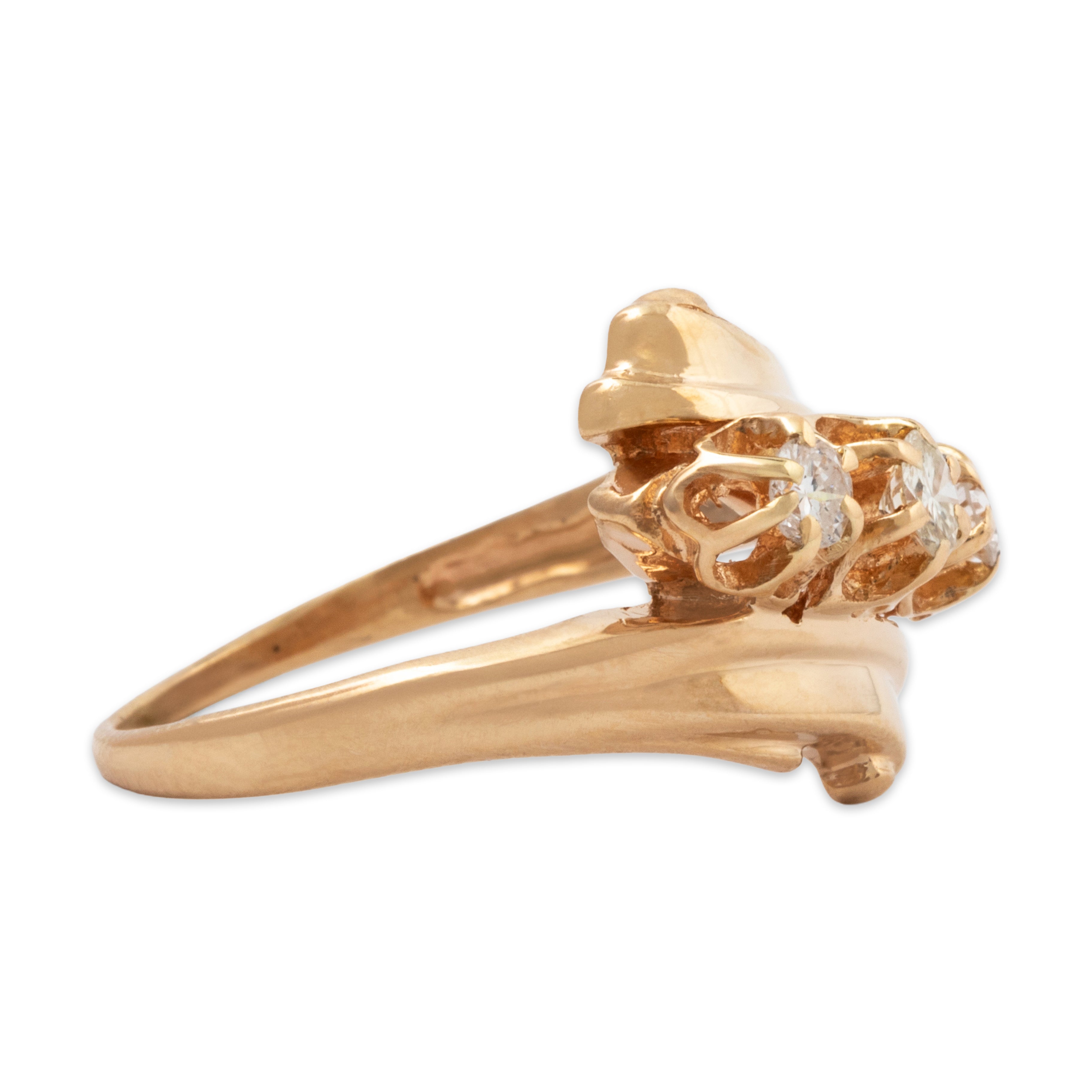 Vintage 14k Yellow Gold .301cttw Diamond Belcher Set Bypass Ring 6.25、mySite、hinf8tx79