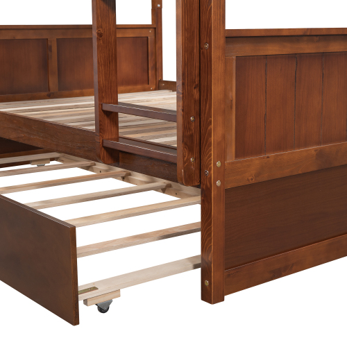 Full Over Full Bunk Bed with Twin Size Trundle, White ( old sku: LP000250AAK )、、casual