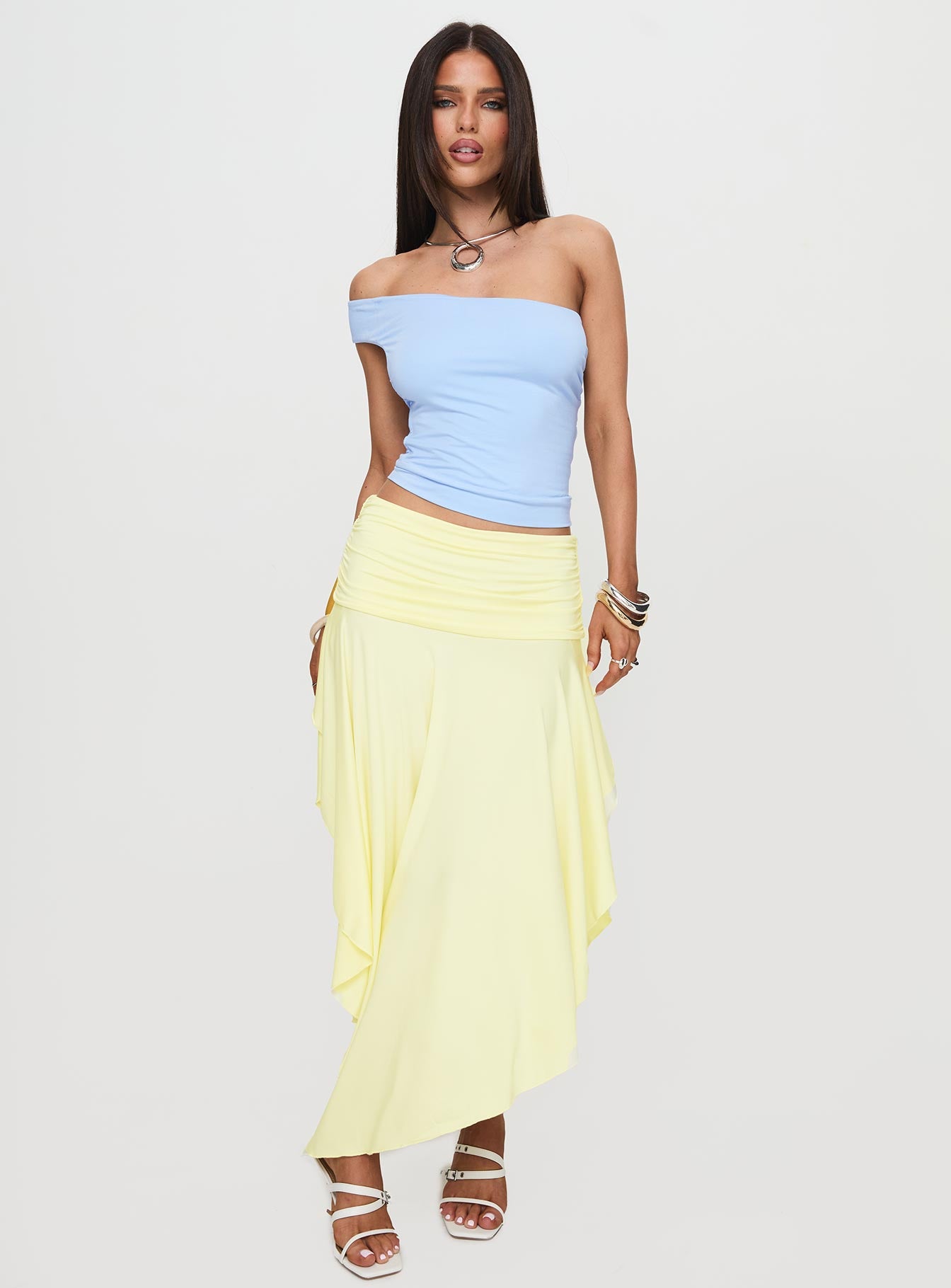 Symphonia Asymmetrical Midi Skirt Butter Yellow、mySite、solidvoid