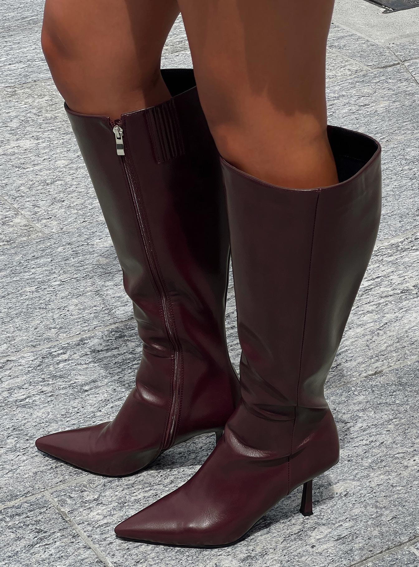 Harrie Knee High Boots Burgundy、mySite、solidvoid
