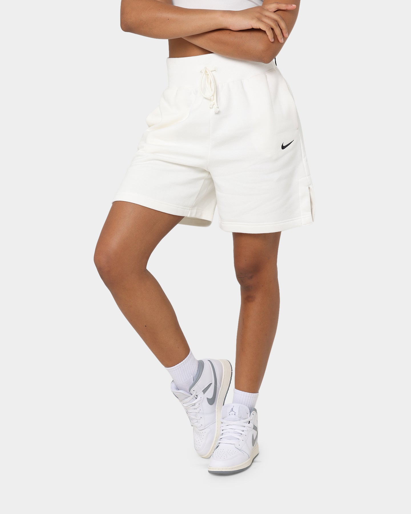Nike Women's Nike Sportswear Phoenix Fleece High-Waisted Baller Shorts Sail/Black、mySite、zt4zffjzw