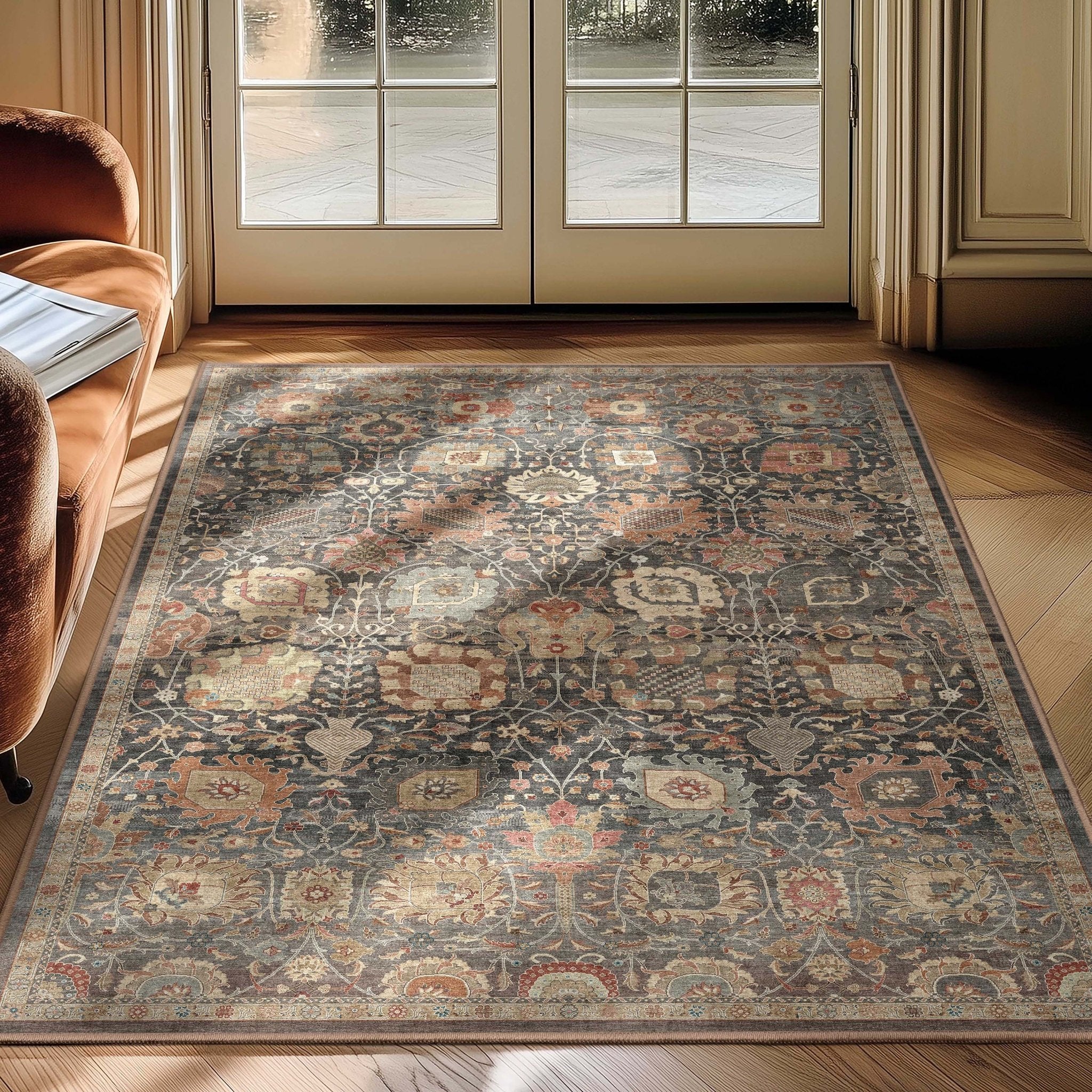 Vienna Vintage Oriental Botanical Rug – Easy Clean, Stylish Elegant Design、mySite、gigharbornorthrealestate