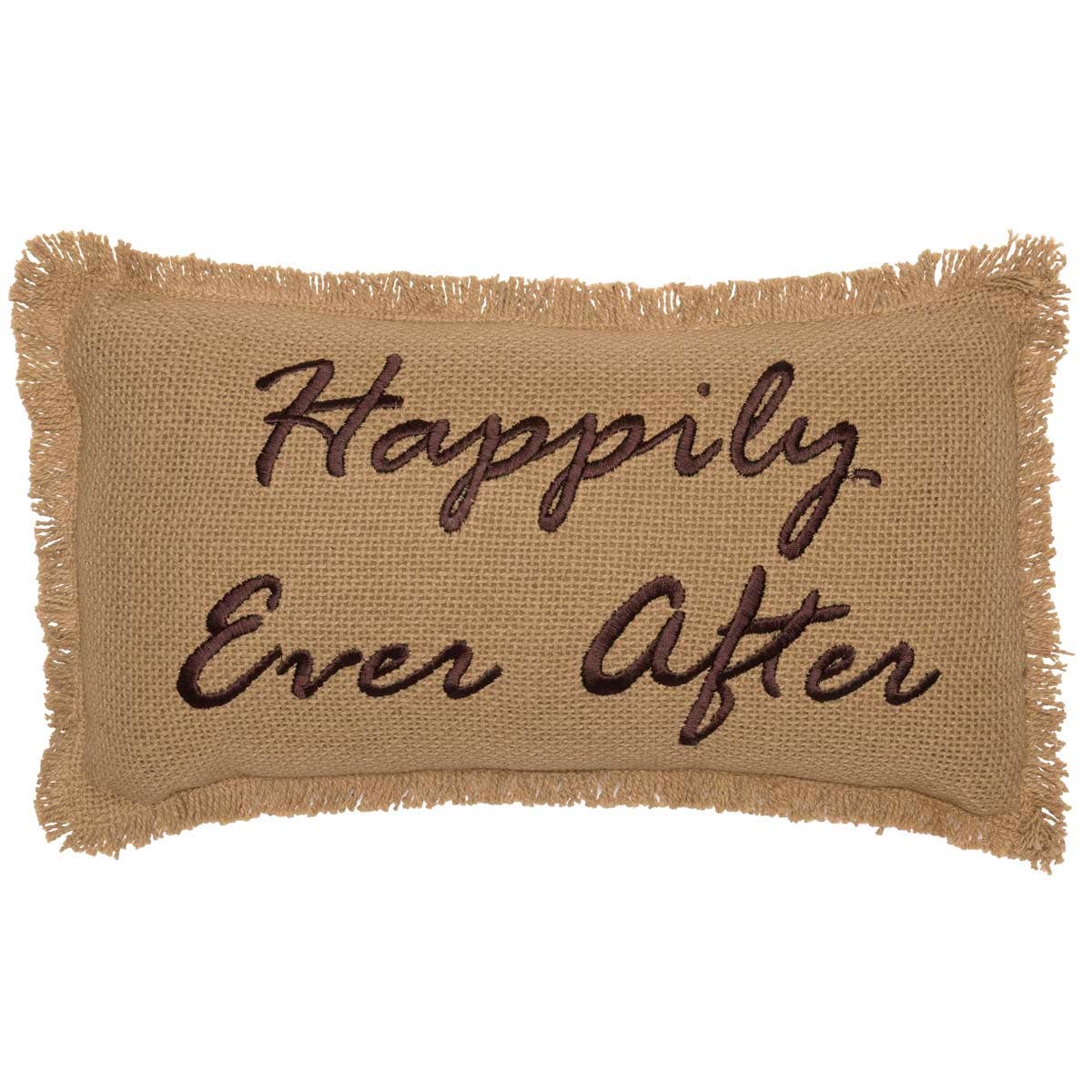 Happily Ever After Burlap Country Primitive Throw Pillow *、mySite、g9winljtr