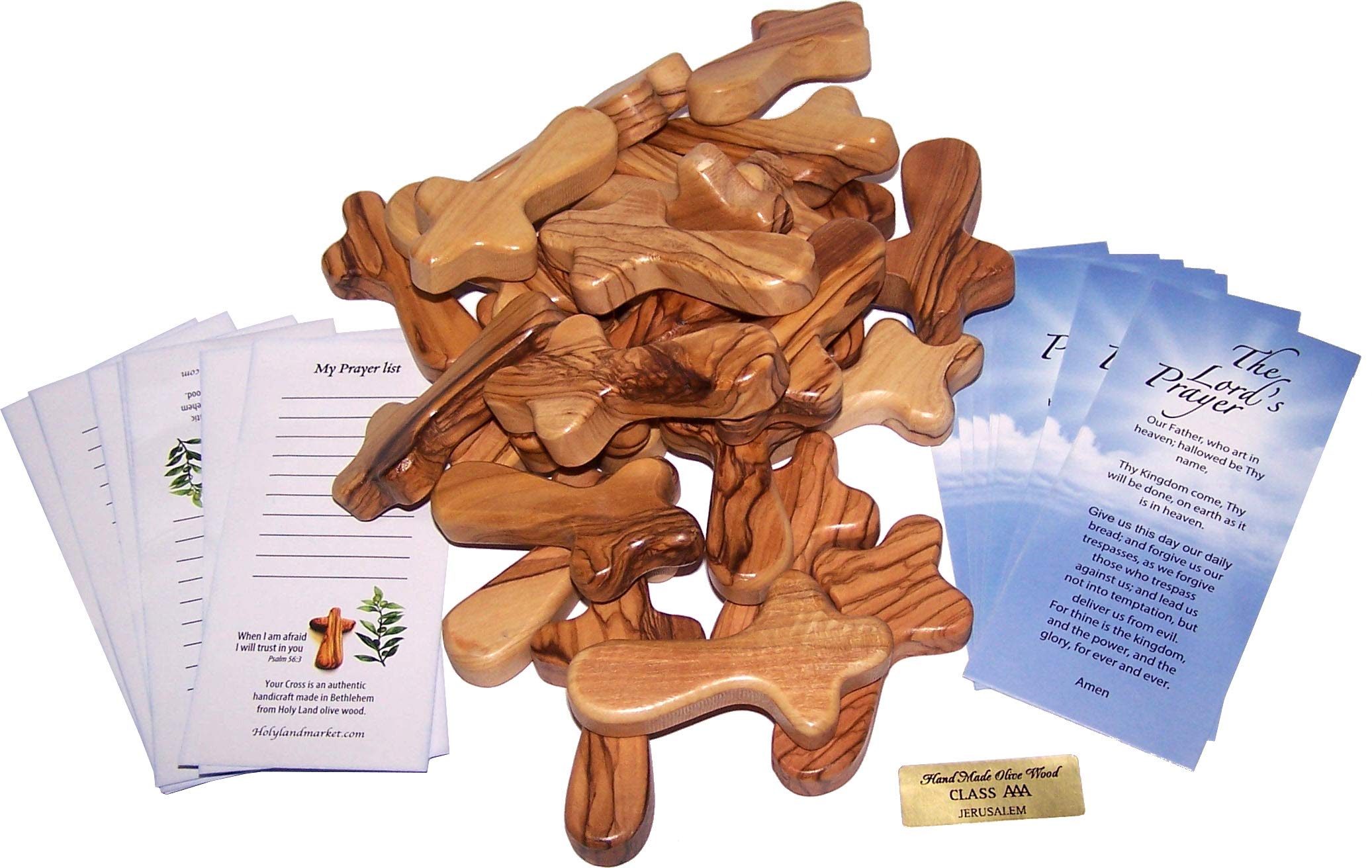 Holy Land Market Small Olive Wood Pocket / Holding Crosses With Certificates (2.5 Inches)、mySite、topwebapps