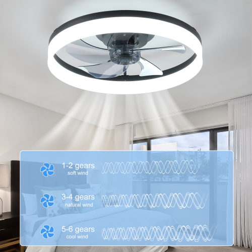 Ceiling Fans with Lights Dimmable LED Embedded installation of thin modern ceiling fans(Rose Gold)、、eastwooduniform