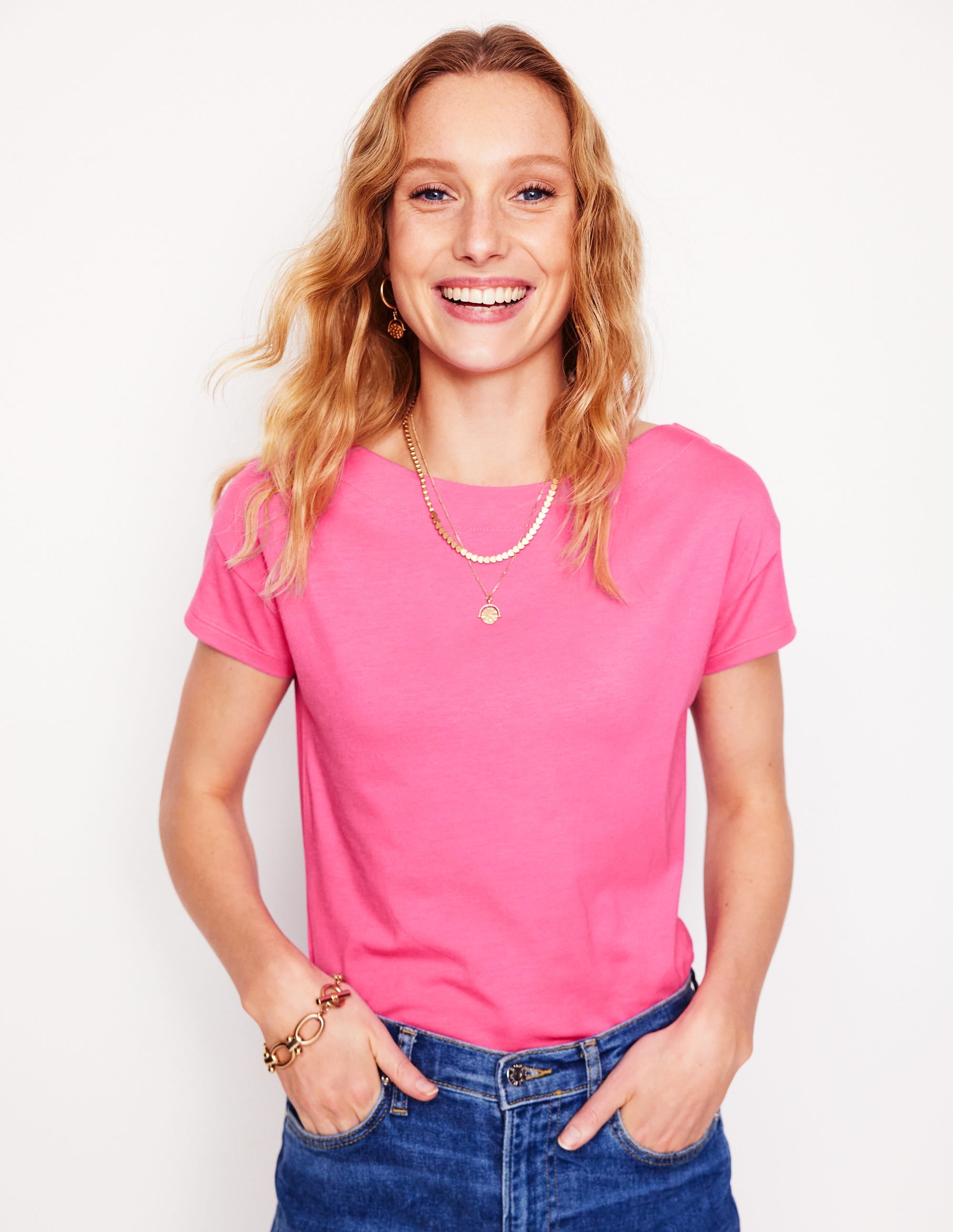  Supersoft Boat Neck T-Shirt-Tickled Pink、mySite、ashleygrahame